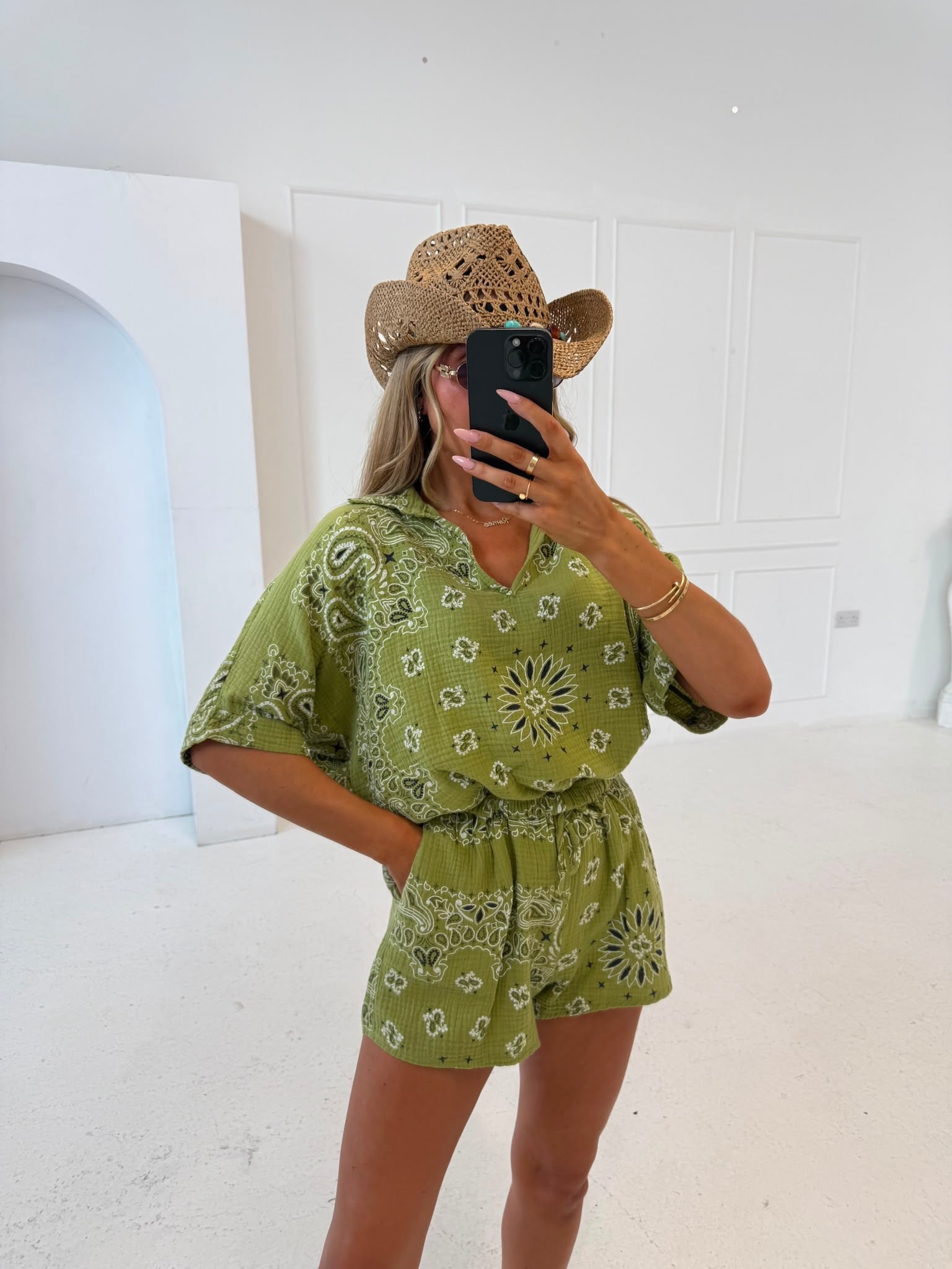 Bandana short sleeve set - green