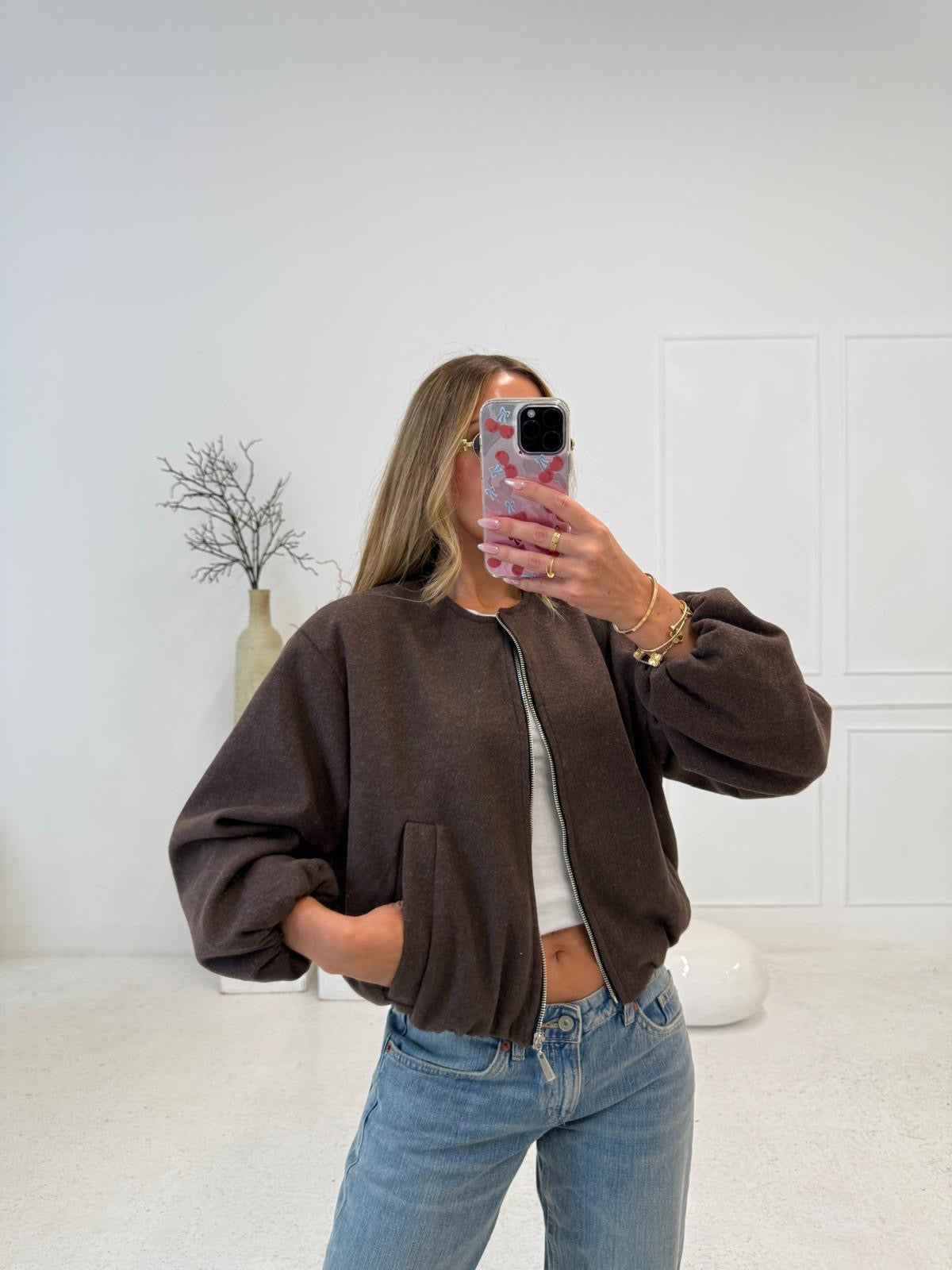 bomber jacket - brown