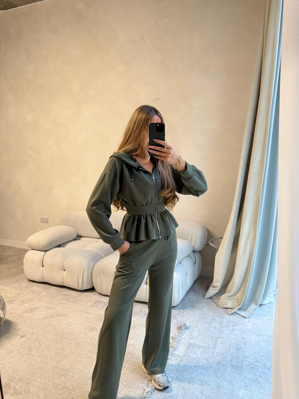 Peplum tracksuit - khaki