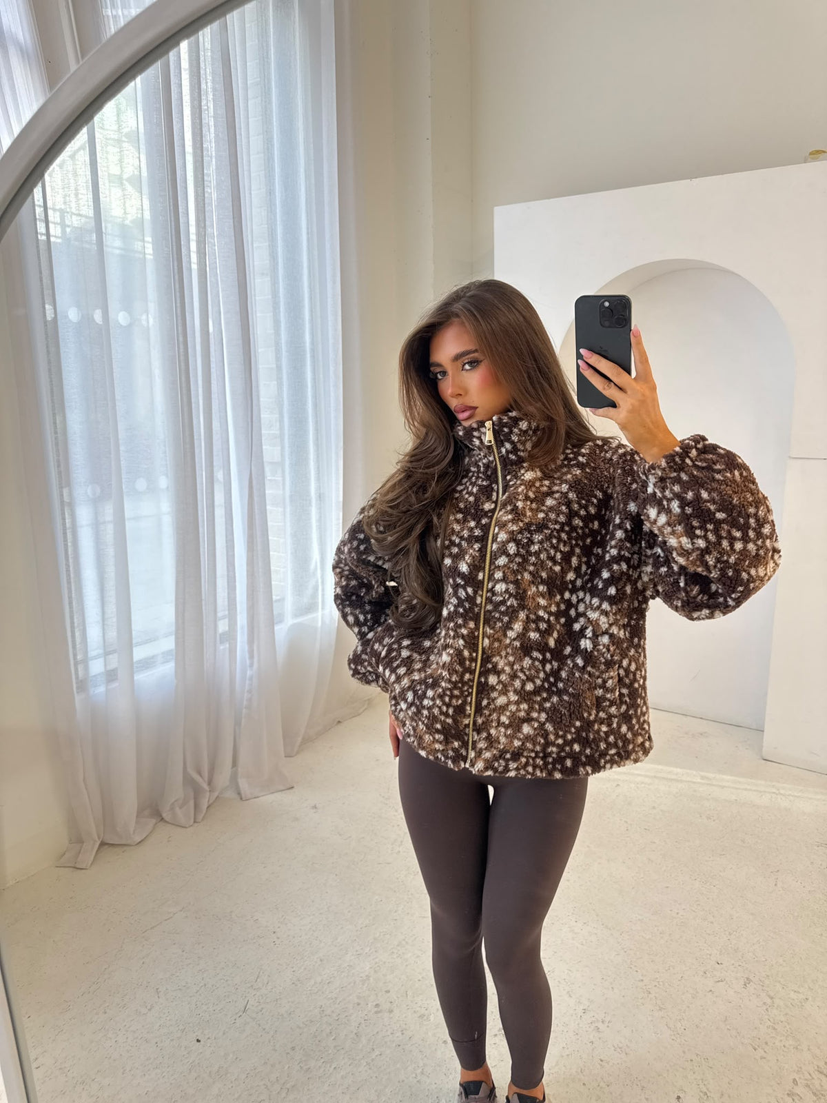 Bambi gold zip fleece - brown
