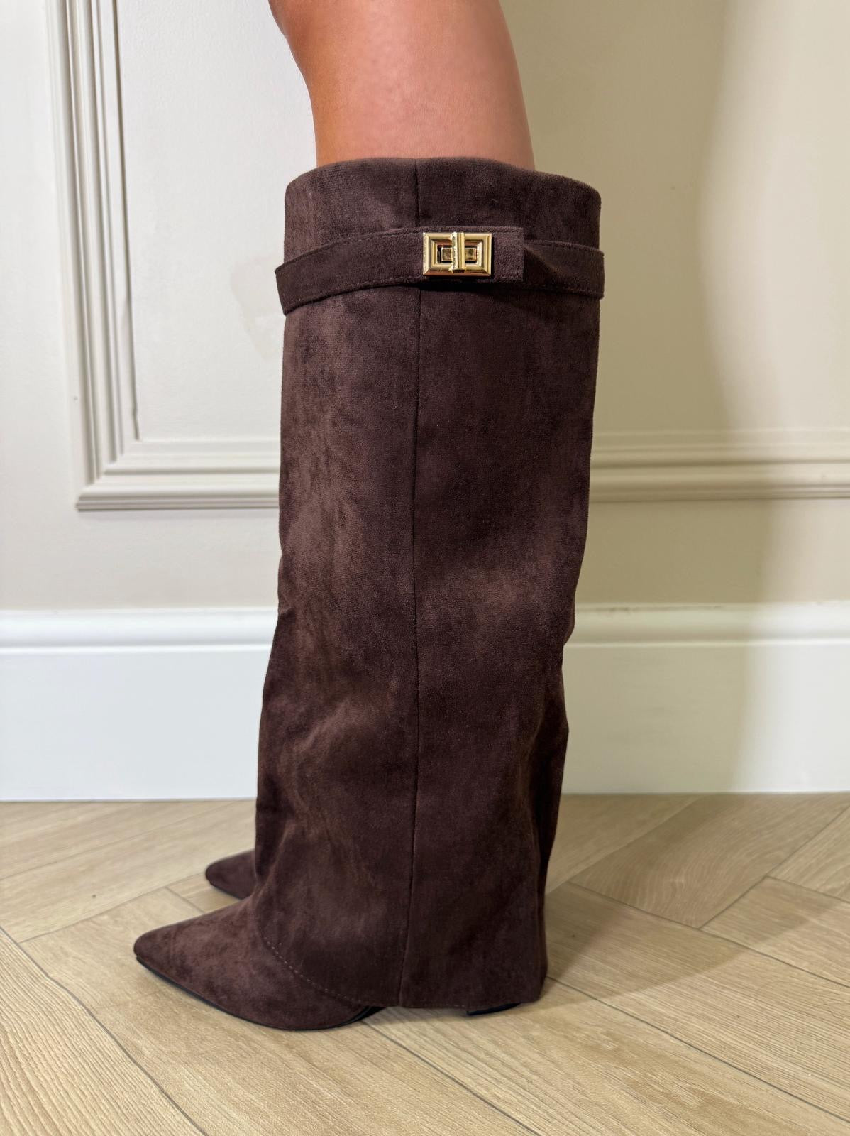 Suede lock boots - brown