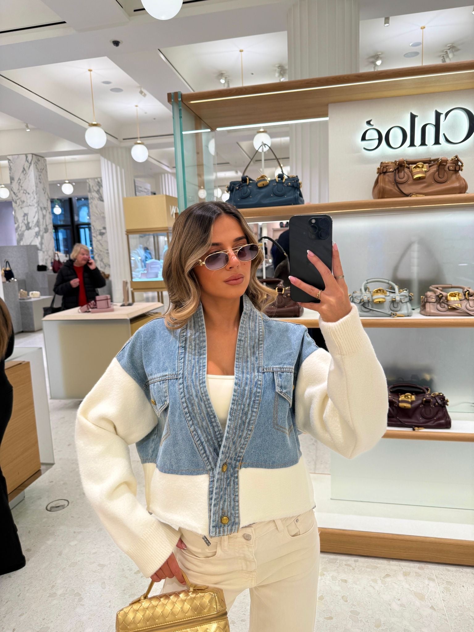Denim contrast jacket with cream