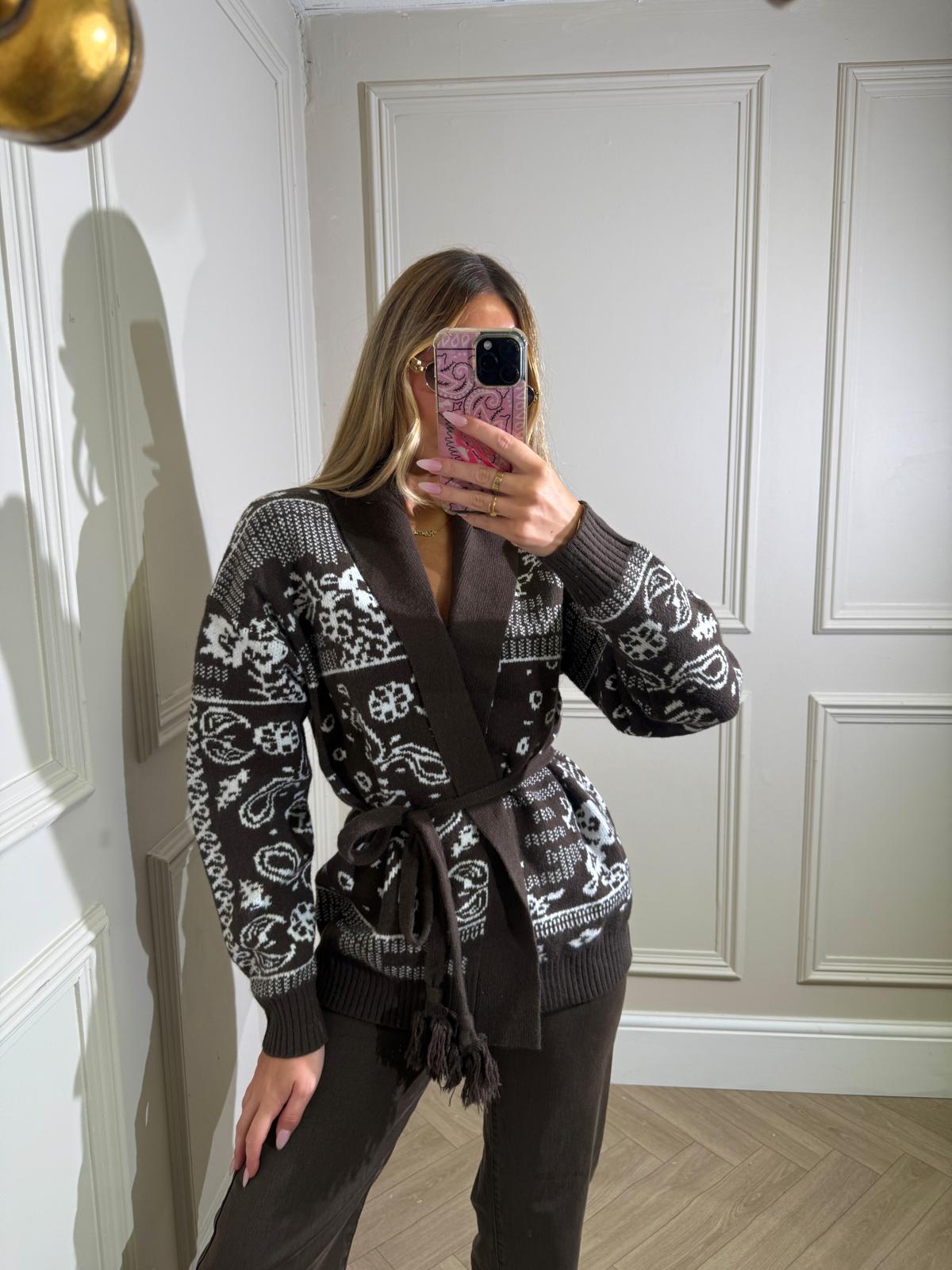 Lydia belt cardigan - brown