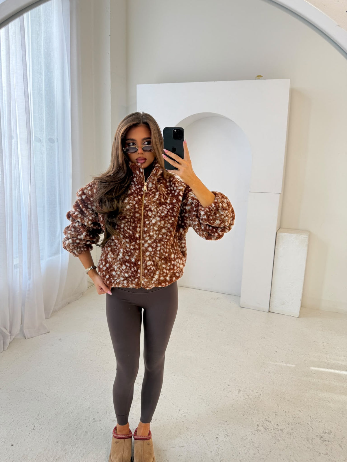 Bambi gold zip fleece - tan