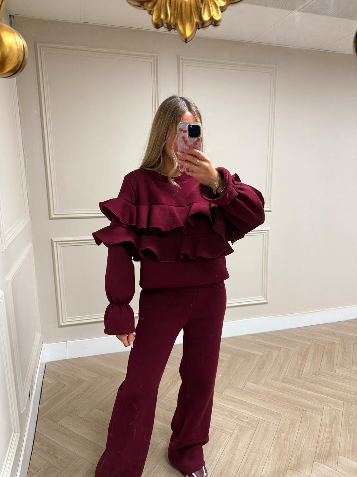 Ruffle Lounge set - wine