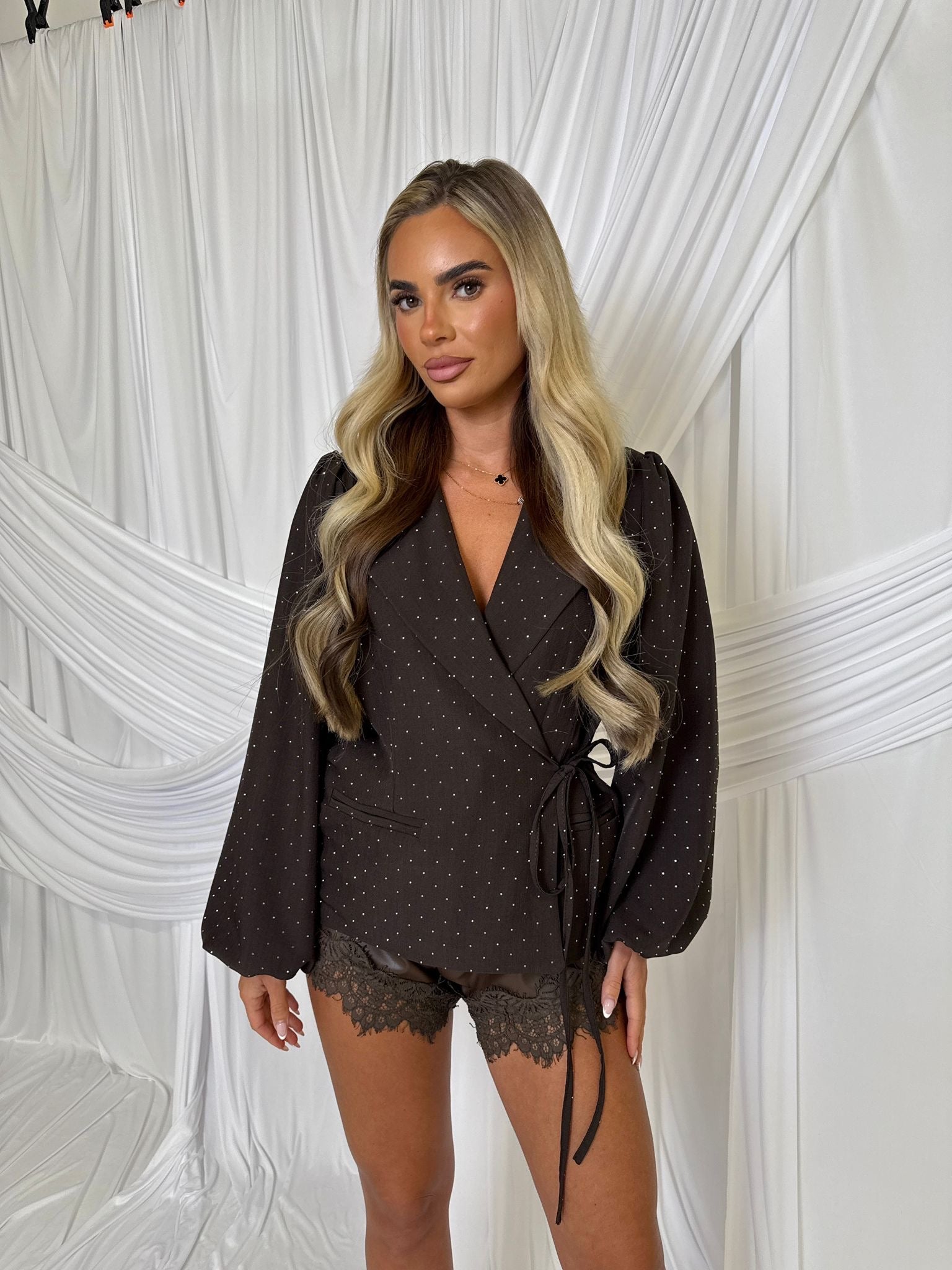 Diamond Blazer Top - Brown