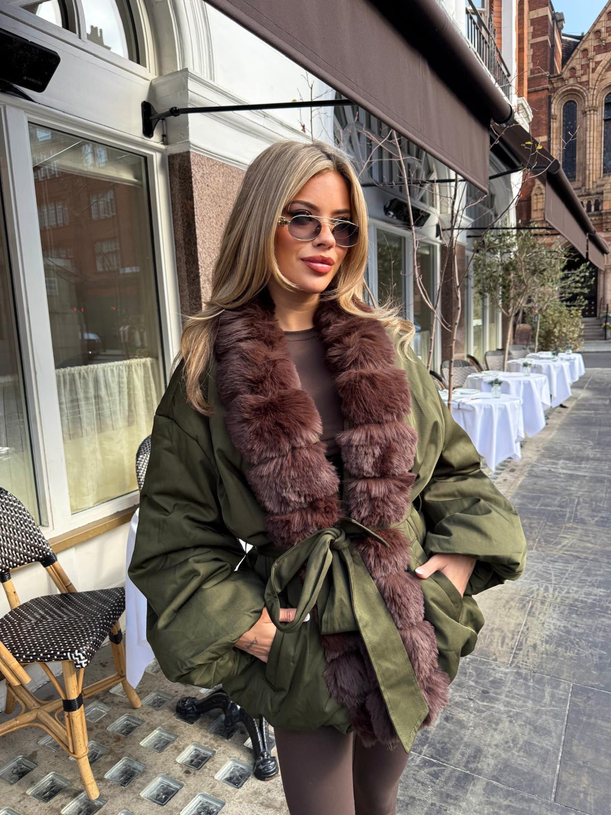 Penelope fur jacket - khaki