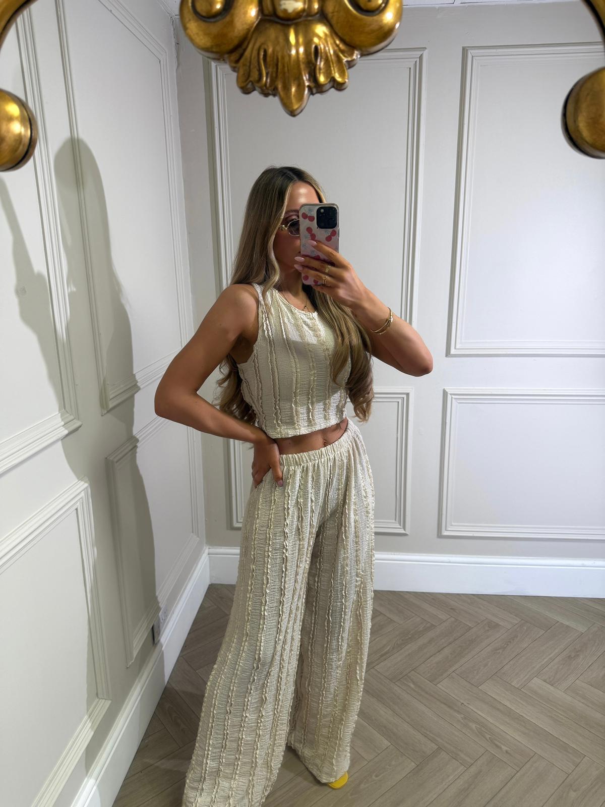 Zoey crinkle two piece - beige