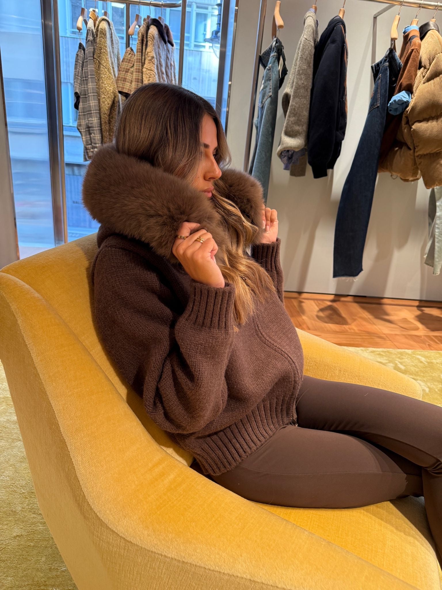 Luxury Fur Cardigan Jacket - brown - PRE ORDER