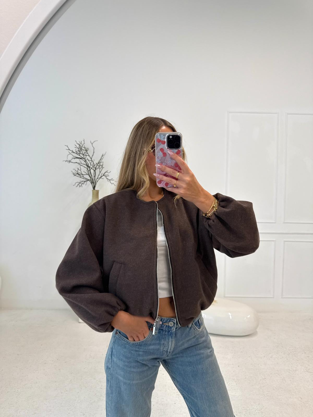 bomber jacket - brown