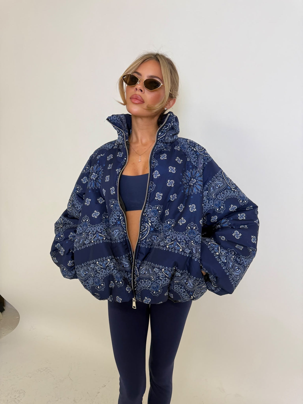 Bandana puffa jacket - navy