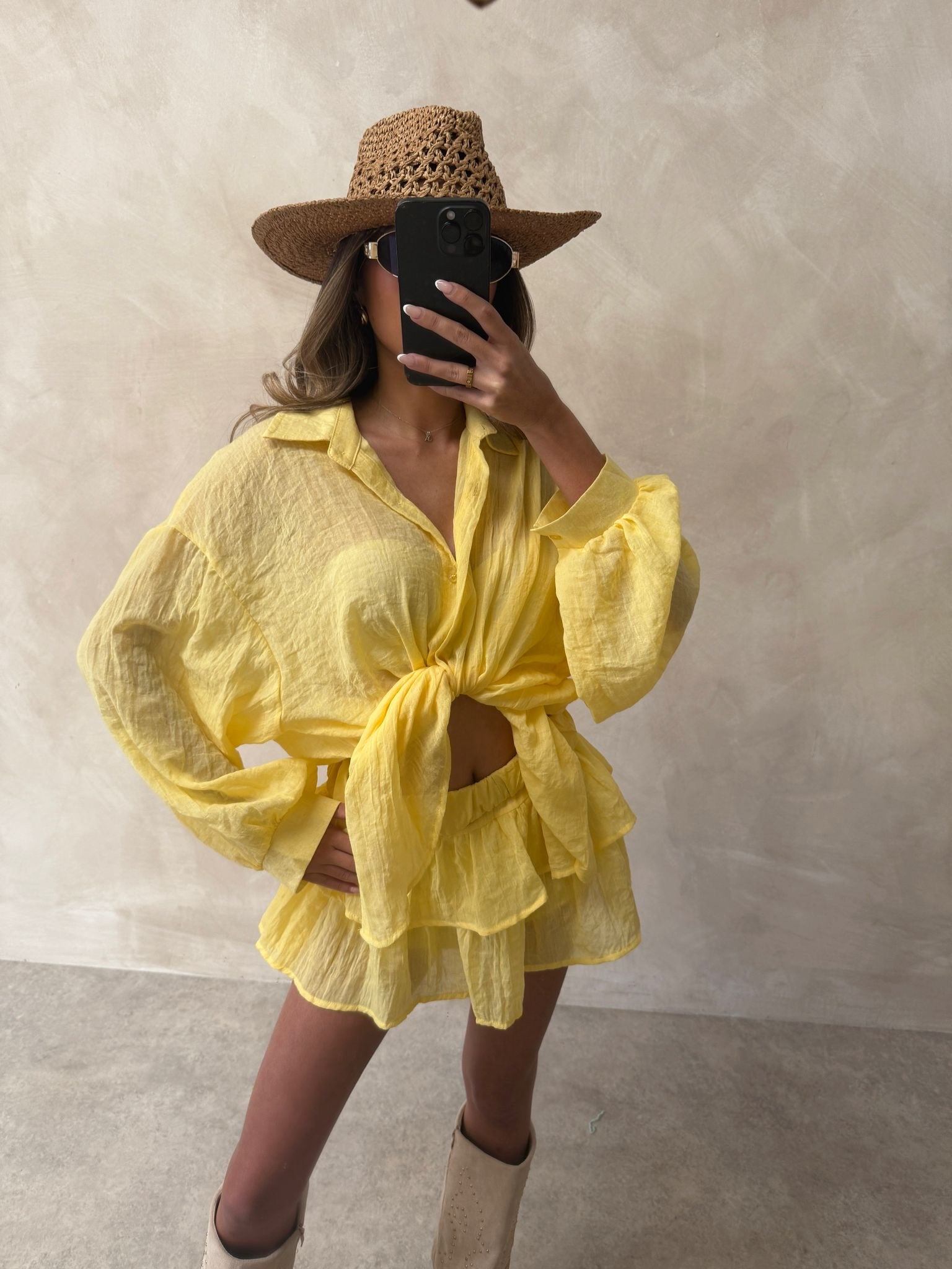 Freya two piece skort set - yellow