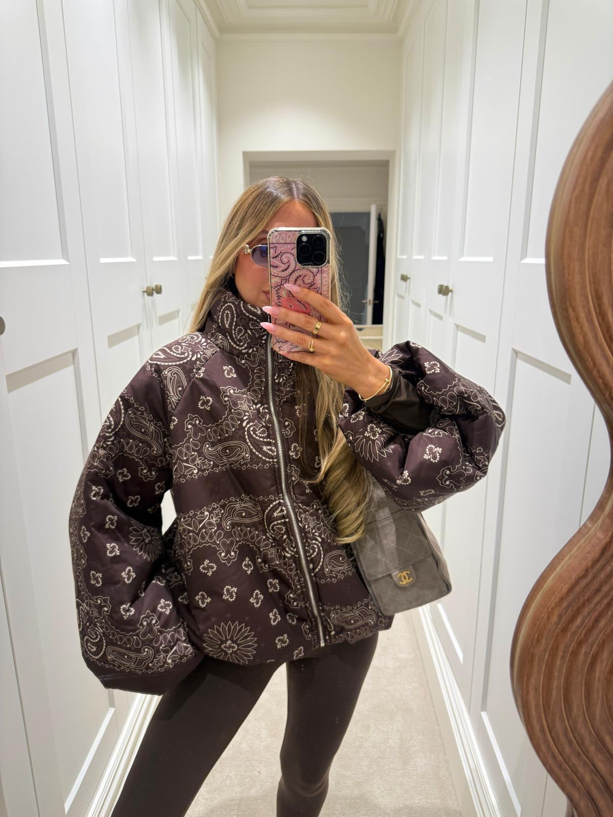 Bandana puffa jacket - brown