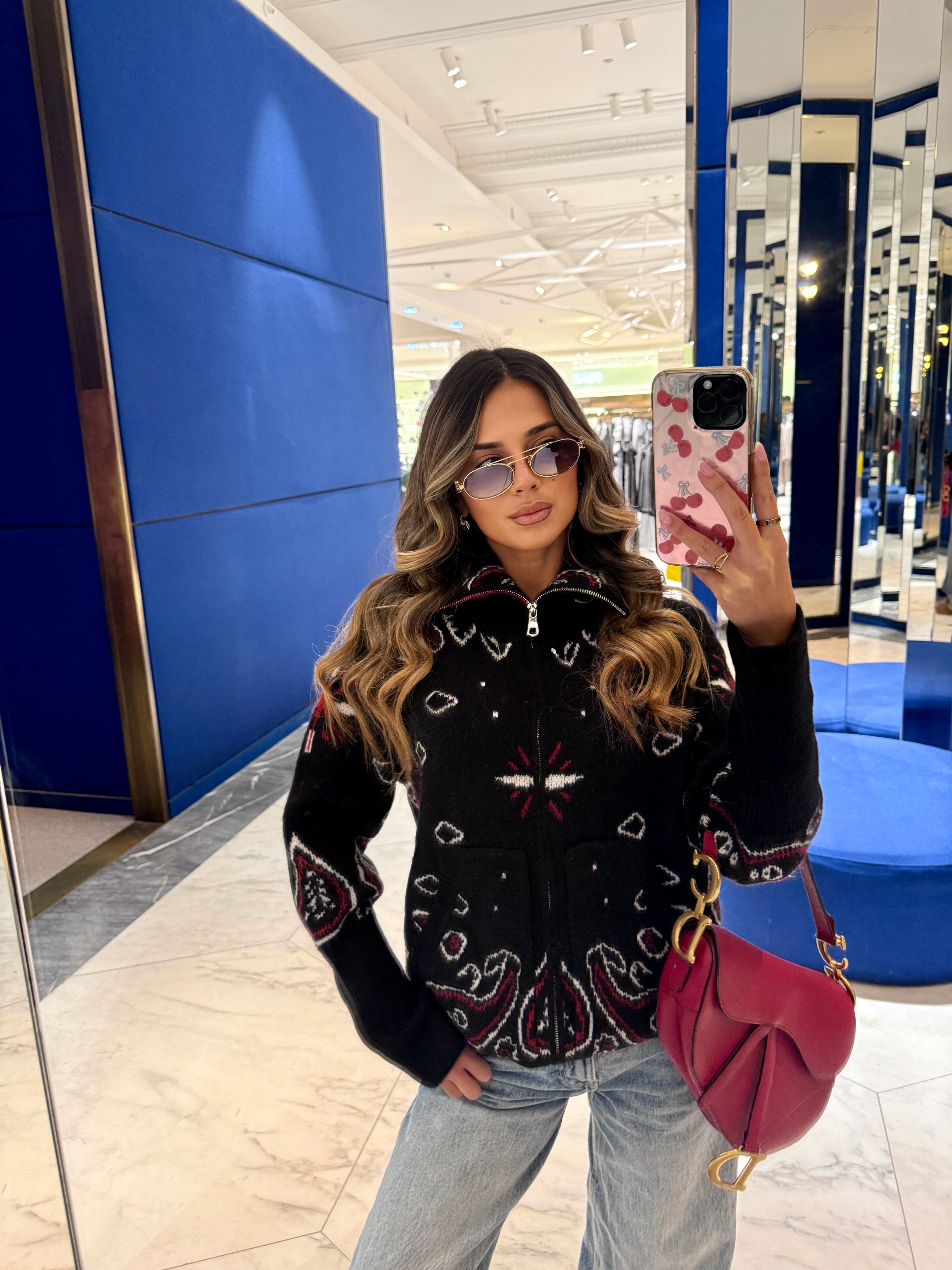 Bandana knit cardigan - black