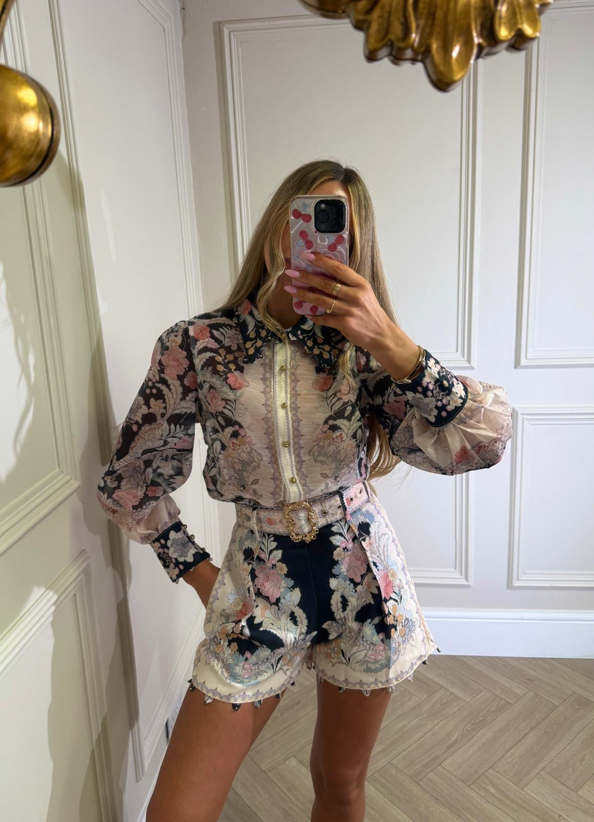 Floral collar co-ord - black