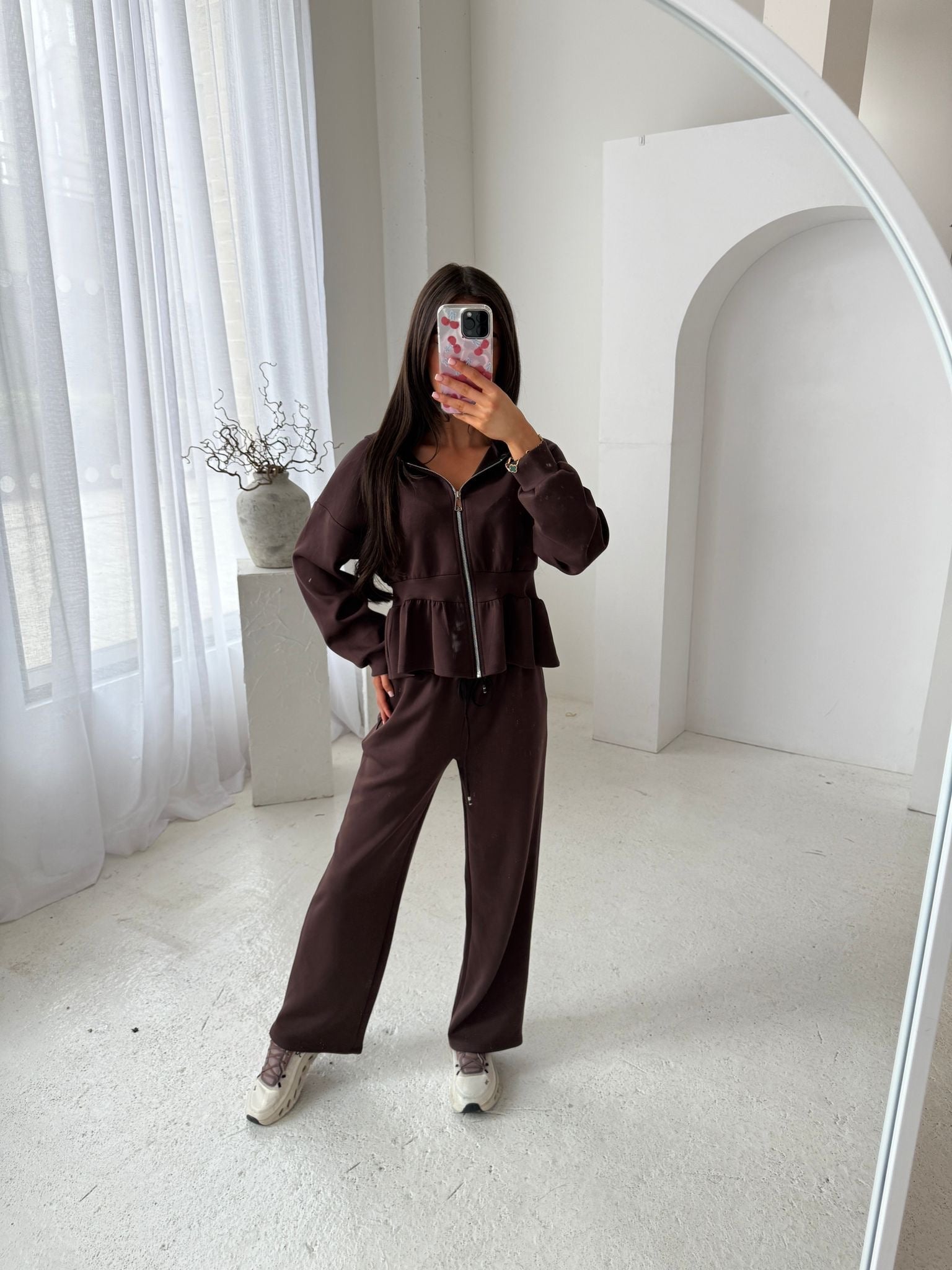 Peplum tracksuit - brown