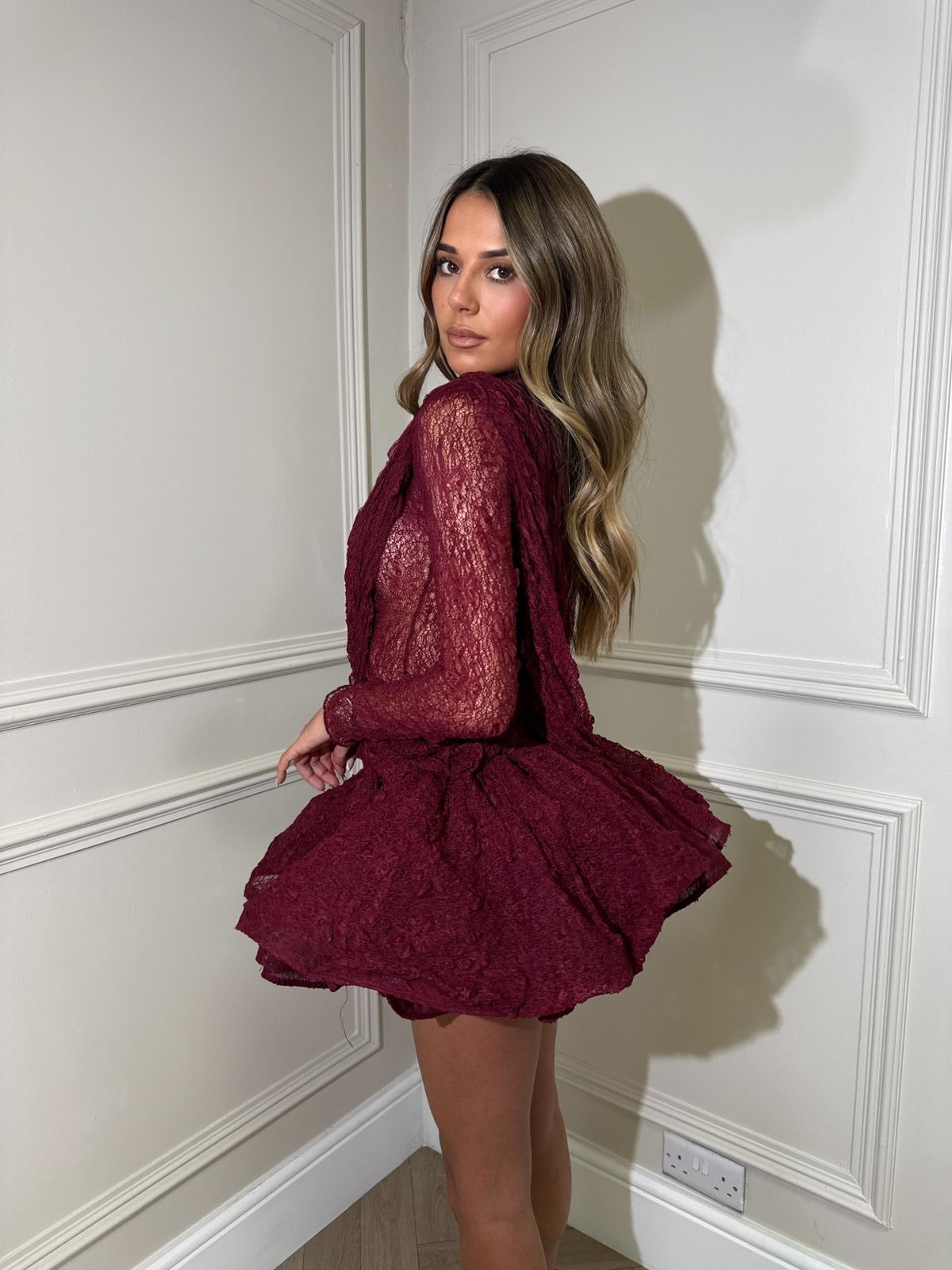 Lorena Lace Dress - Wine