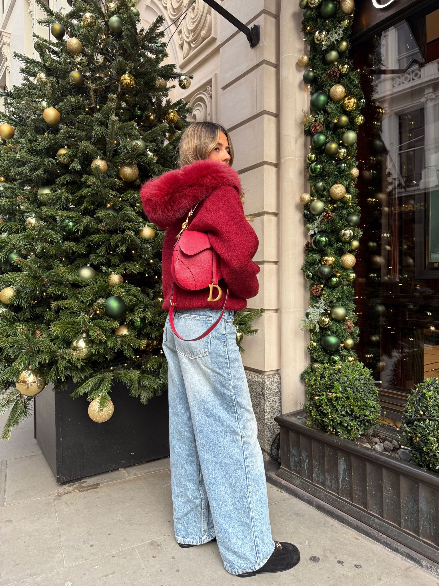 Luxury Fur Cardigan Jacket - red PRE ORDER