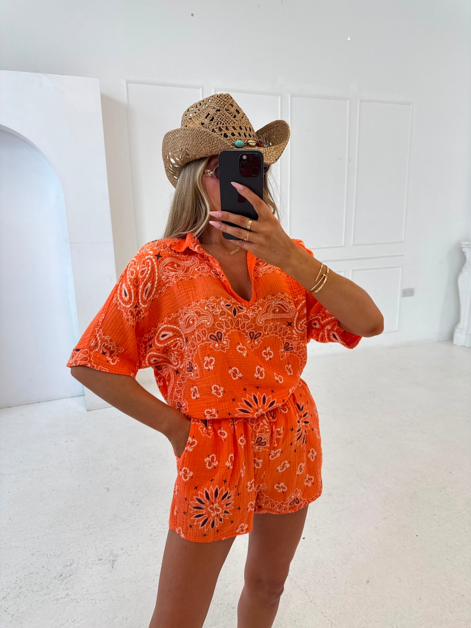 Bandana short sleeve set - orange