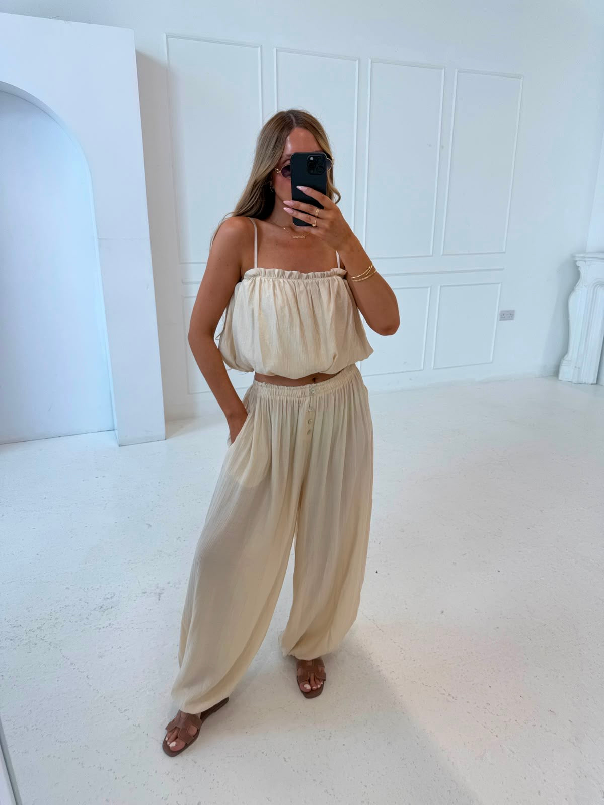 Harem trouser co-ord - beige