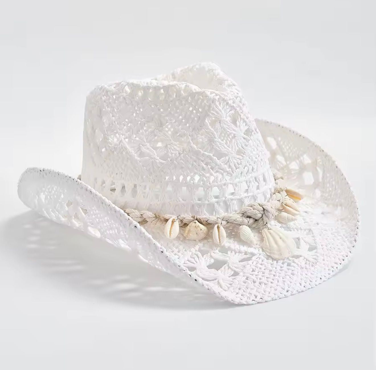 Straw cowboy hat - white