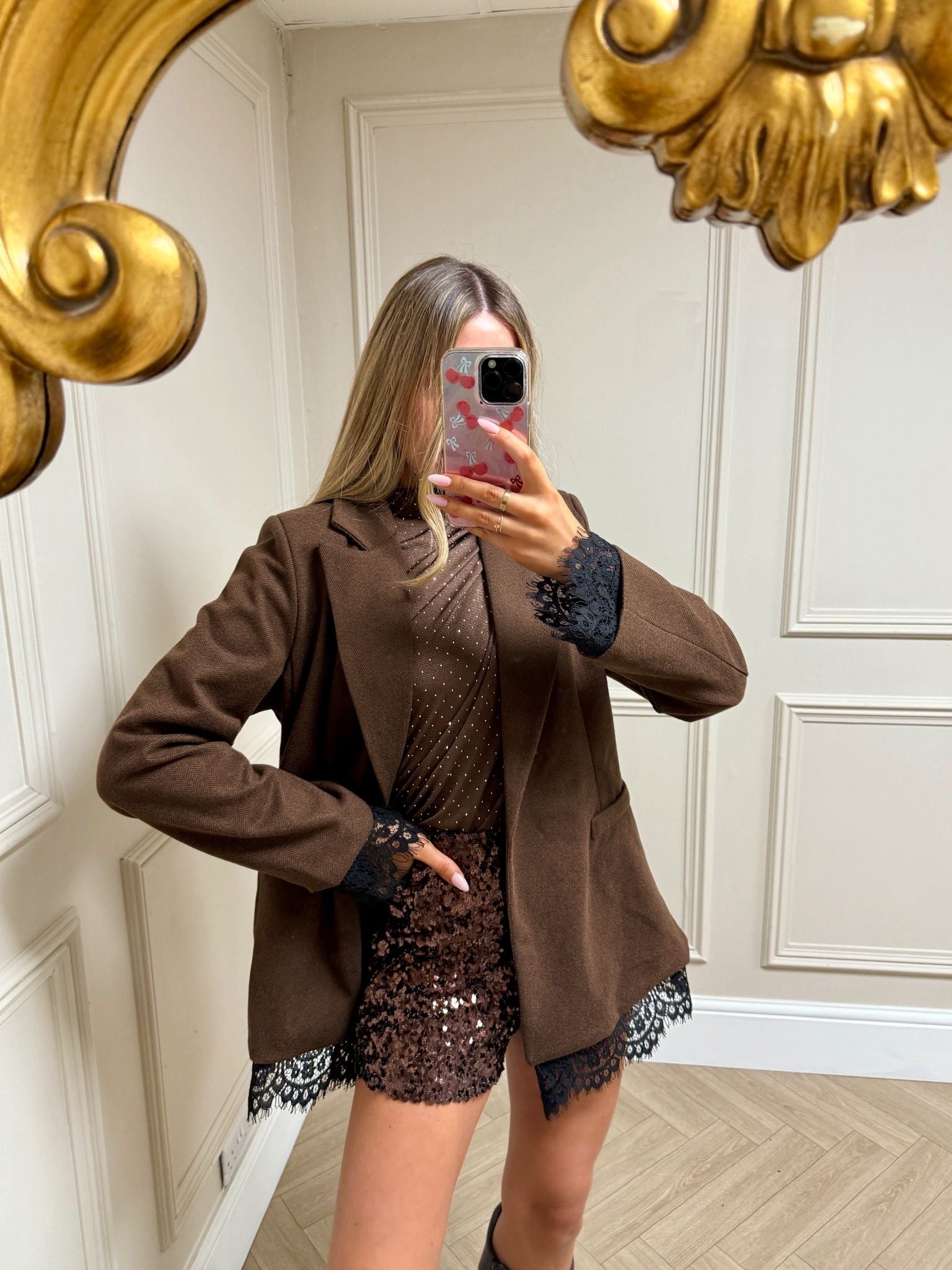 Lace Blazer - Chocolate