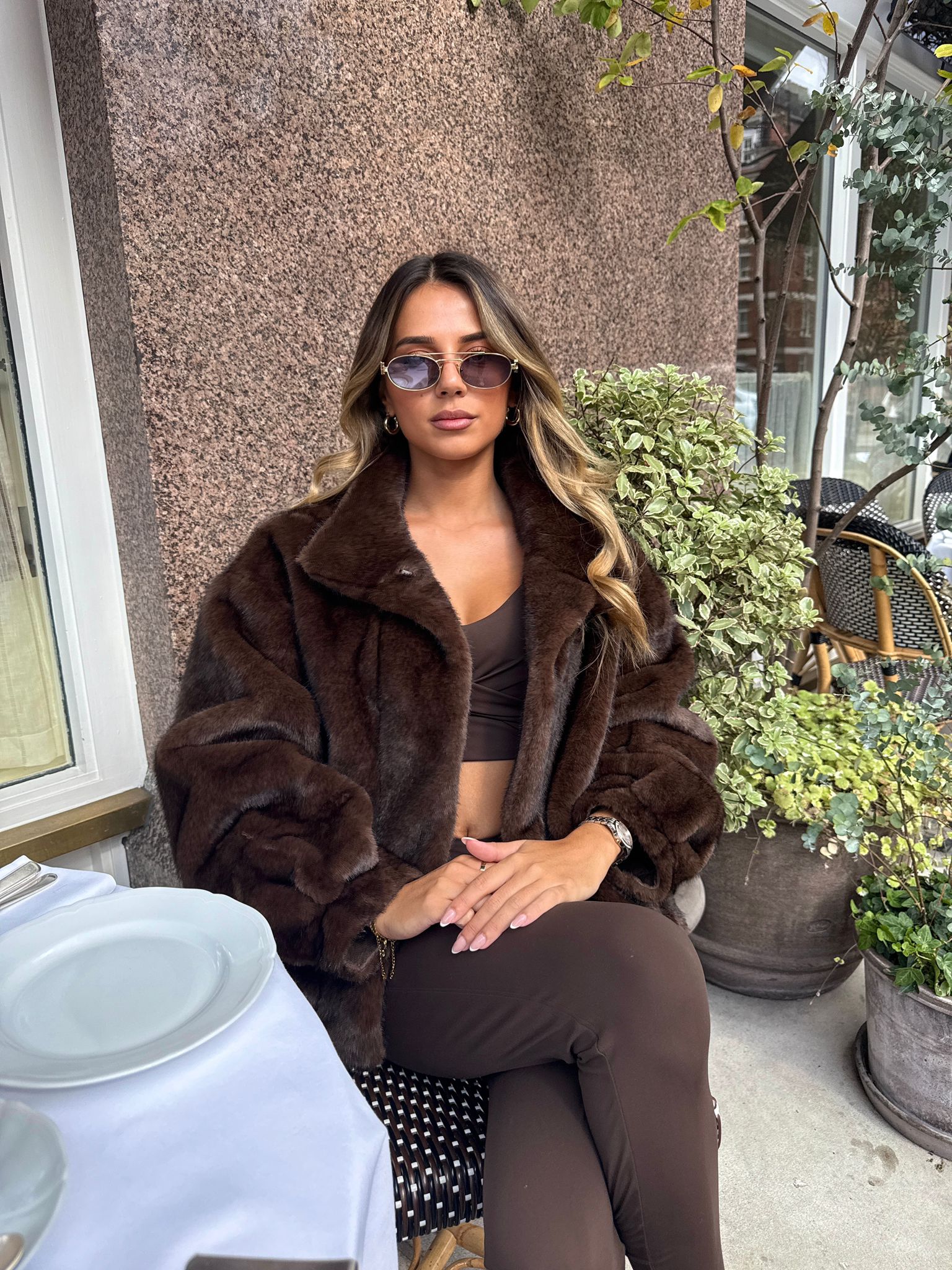 Sienna Faux Fur Jacket - Chocolate