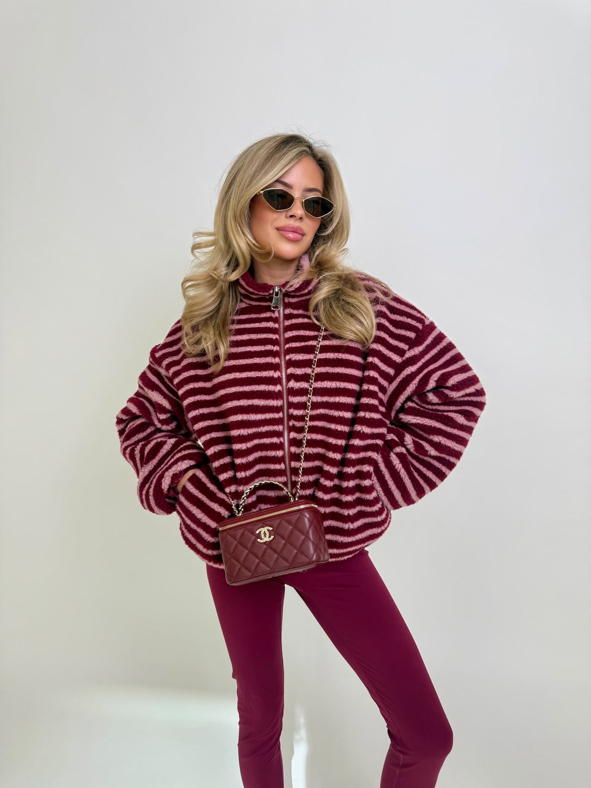 Stripe fleece - wine