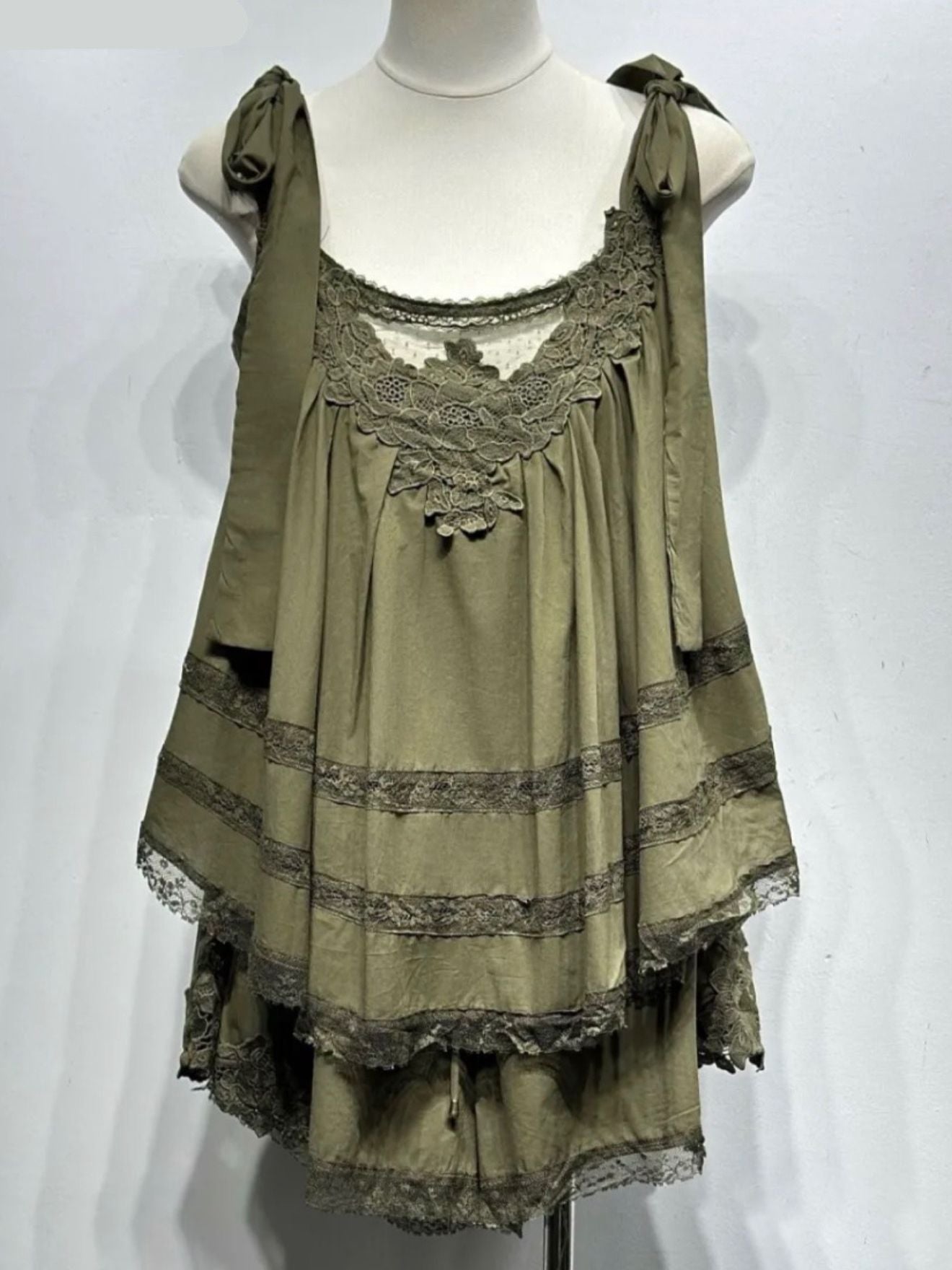 Luxury crochet lace tie set - khaki