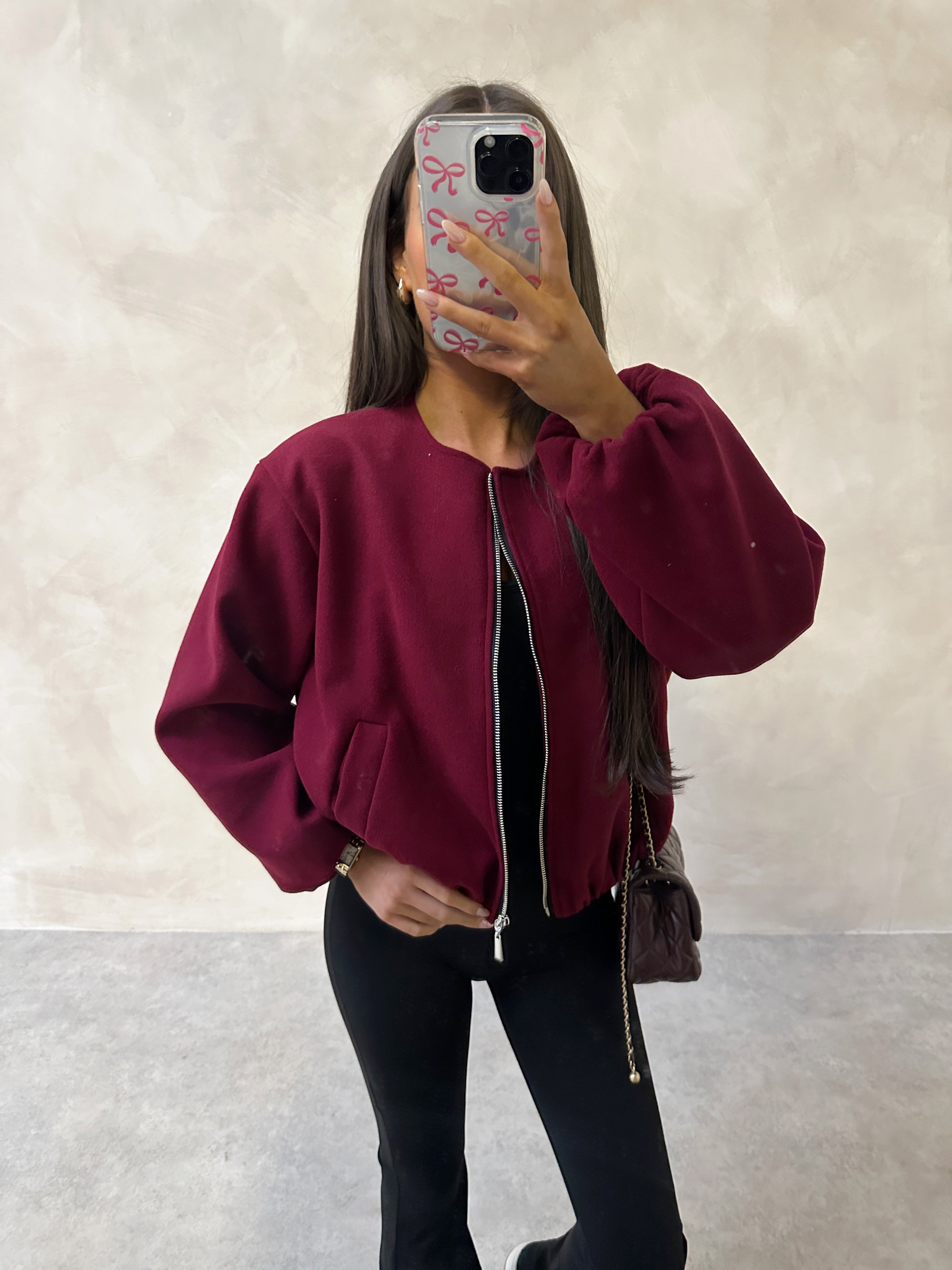 bomber jacket - burgundy