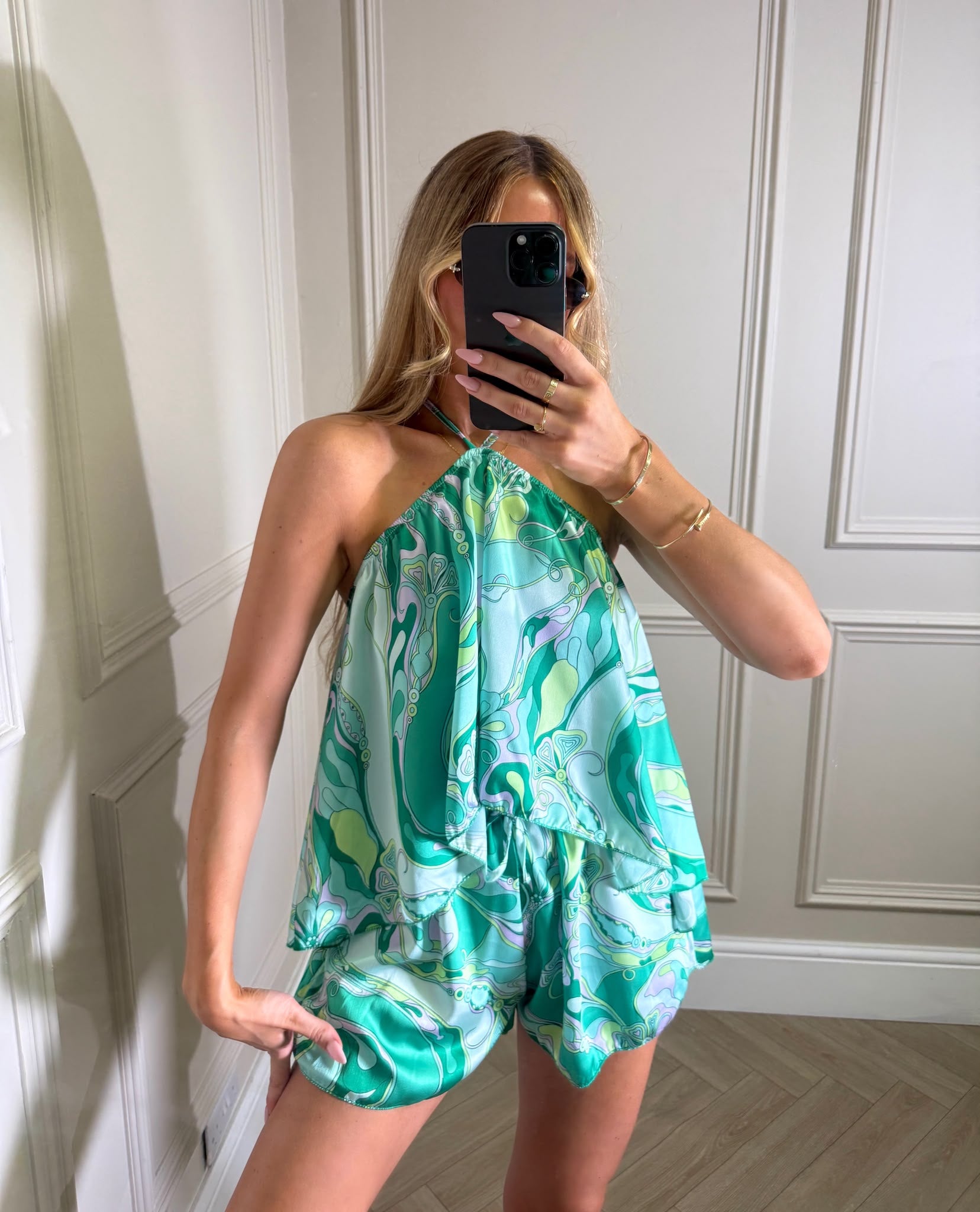 Jasmin print short co-ord - green