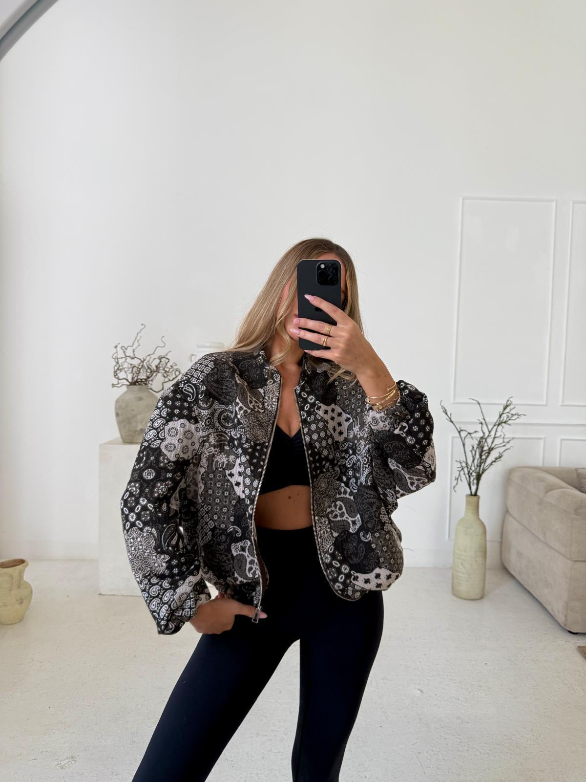 Bandana bomber jacket - brown