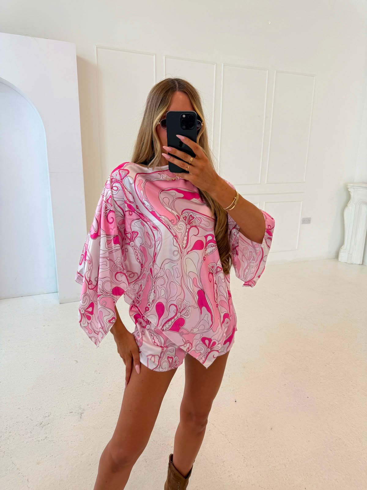 Cape print top co-ord - pink