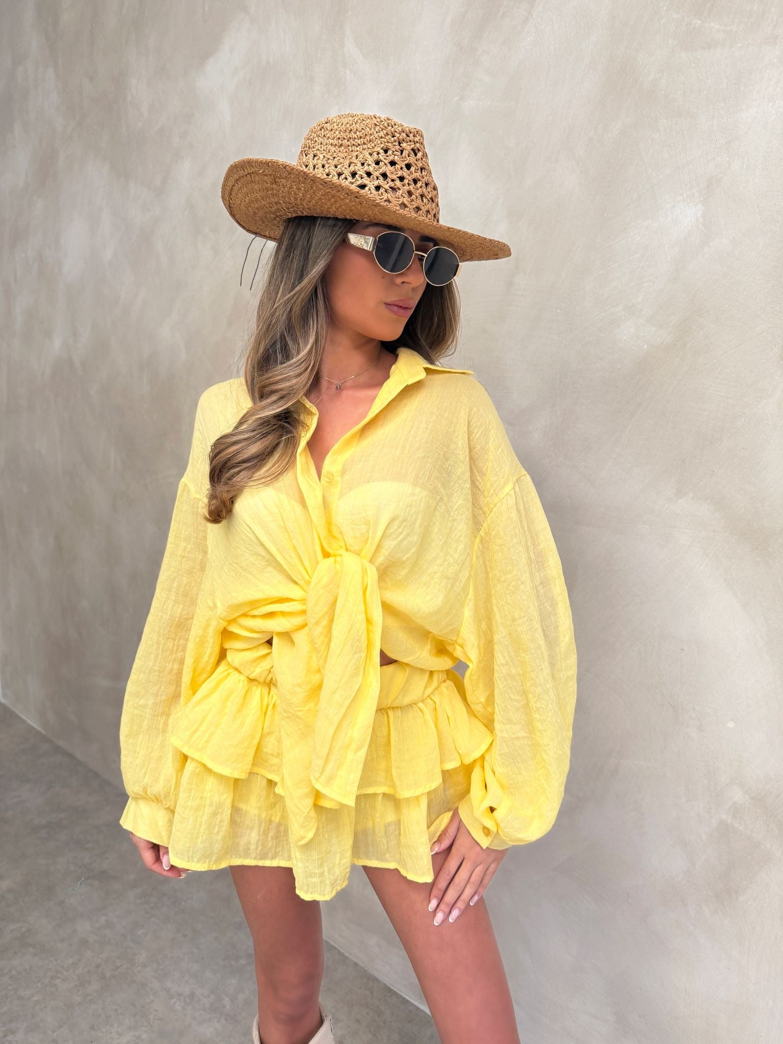 Freya two piece skort set - yellow