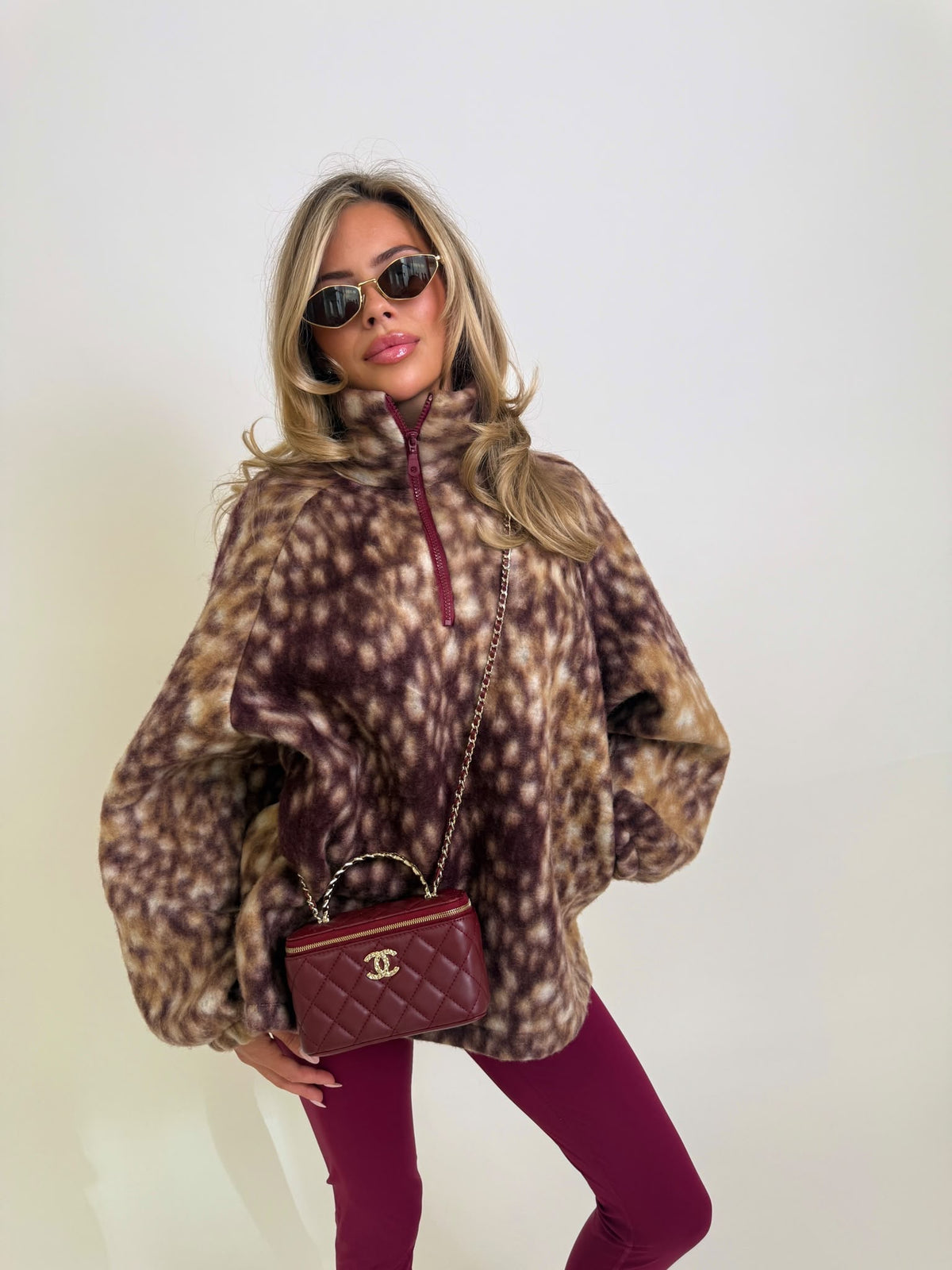 Deer fleece jumper - wine