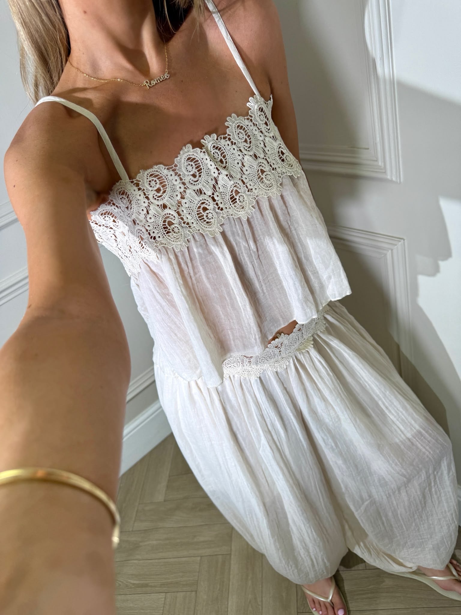 Coco sheer harem set - cream