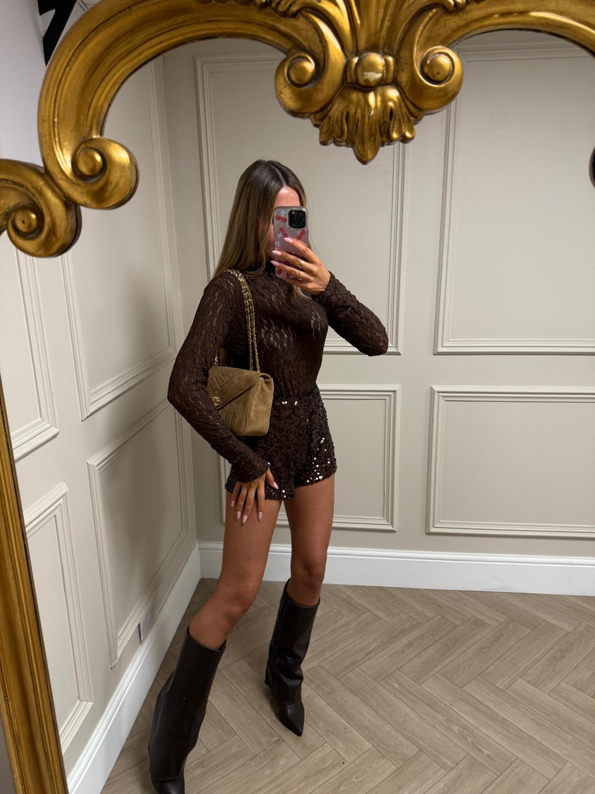 Sequin shorts - brown