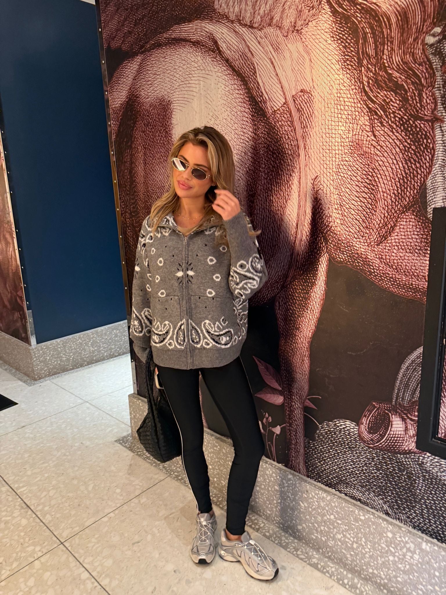 Bandana knit cardigan - grey - PRE ORDER