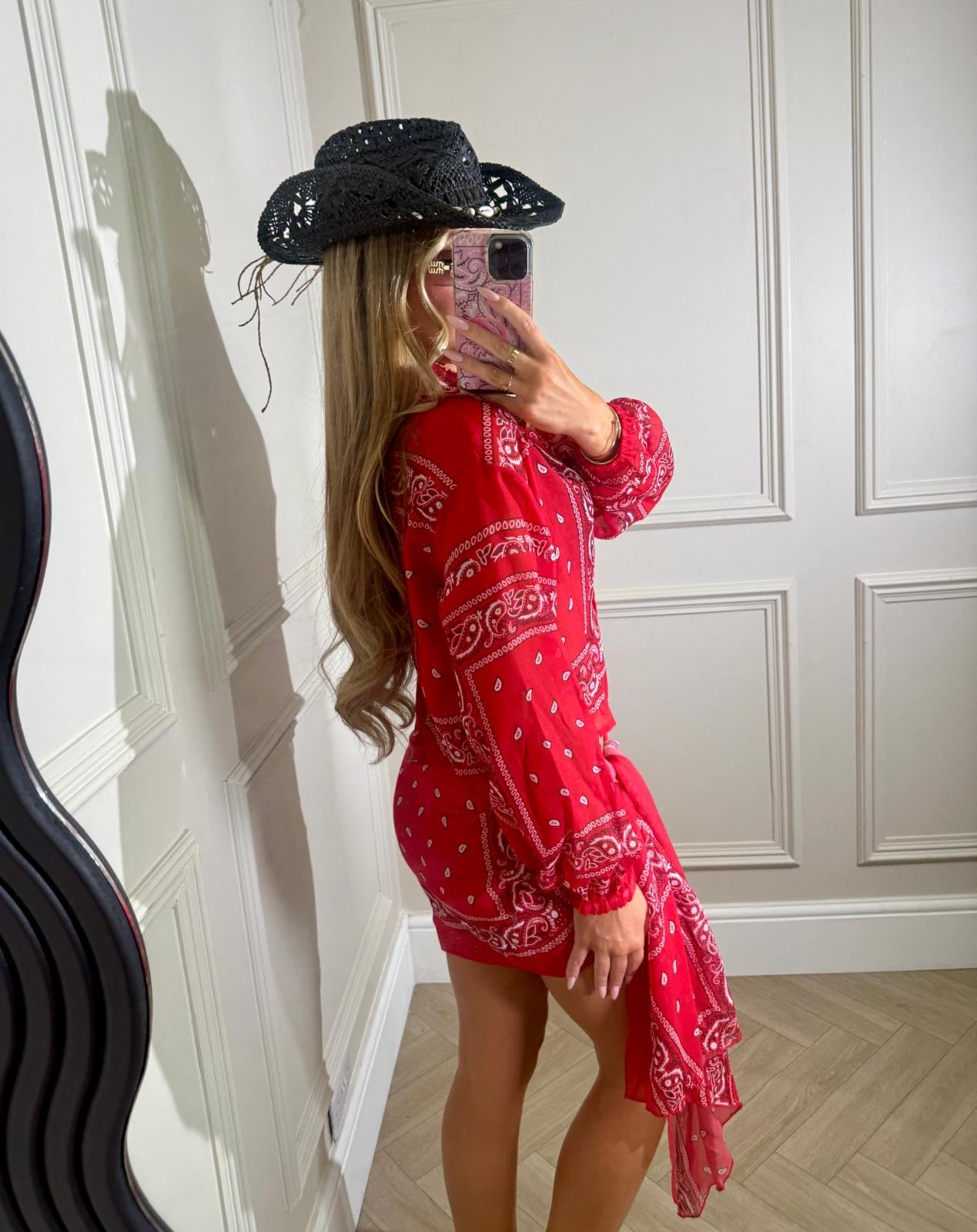 Bandana crop sarong set - red