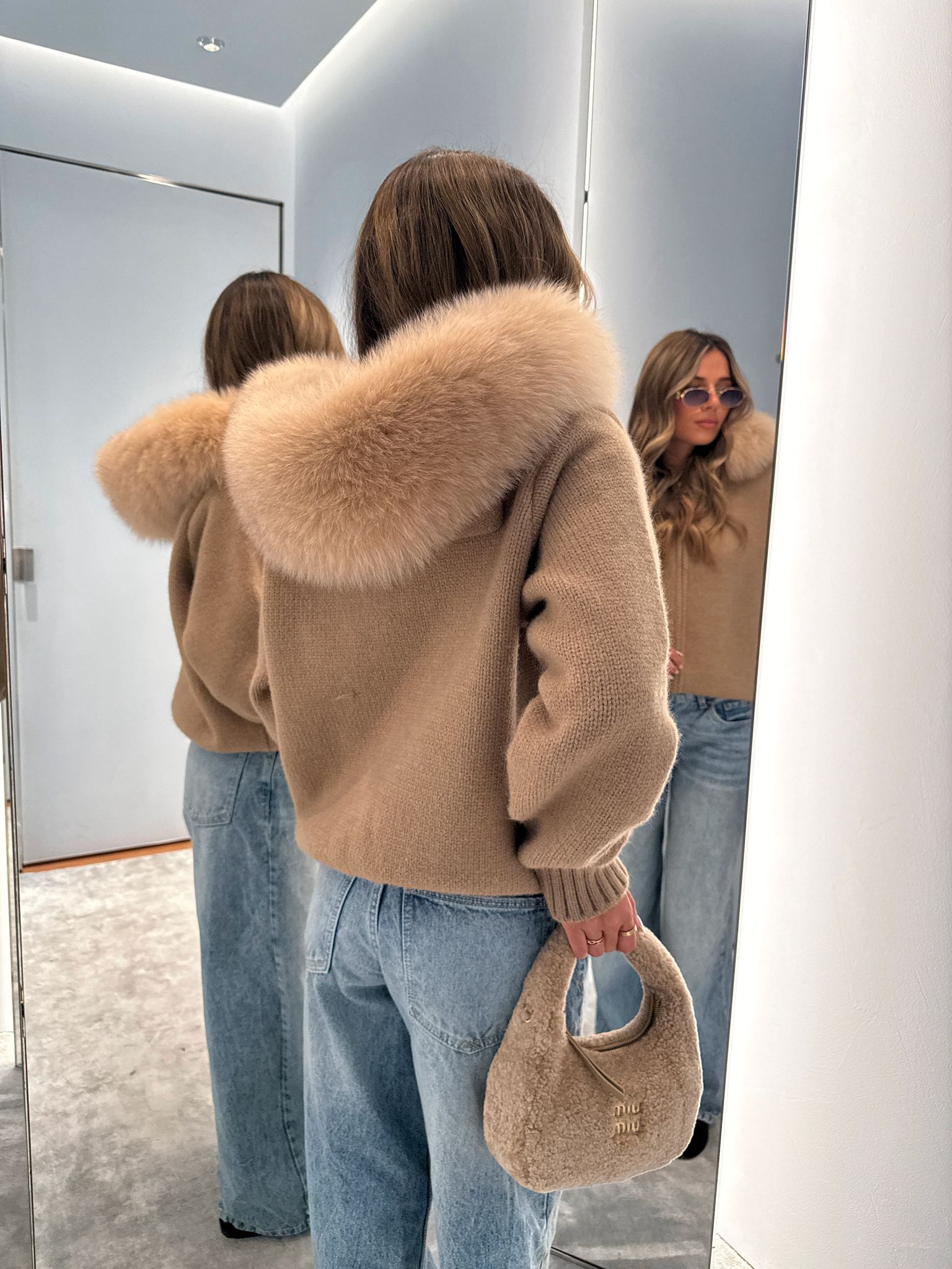 Luxury Fur Cardigan Jacket - beige PRE ORDER