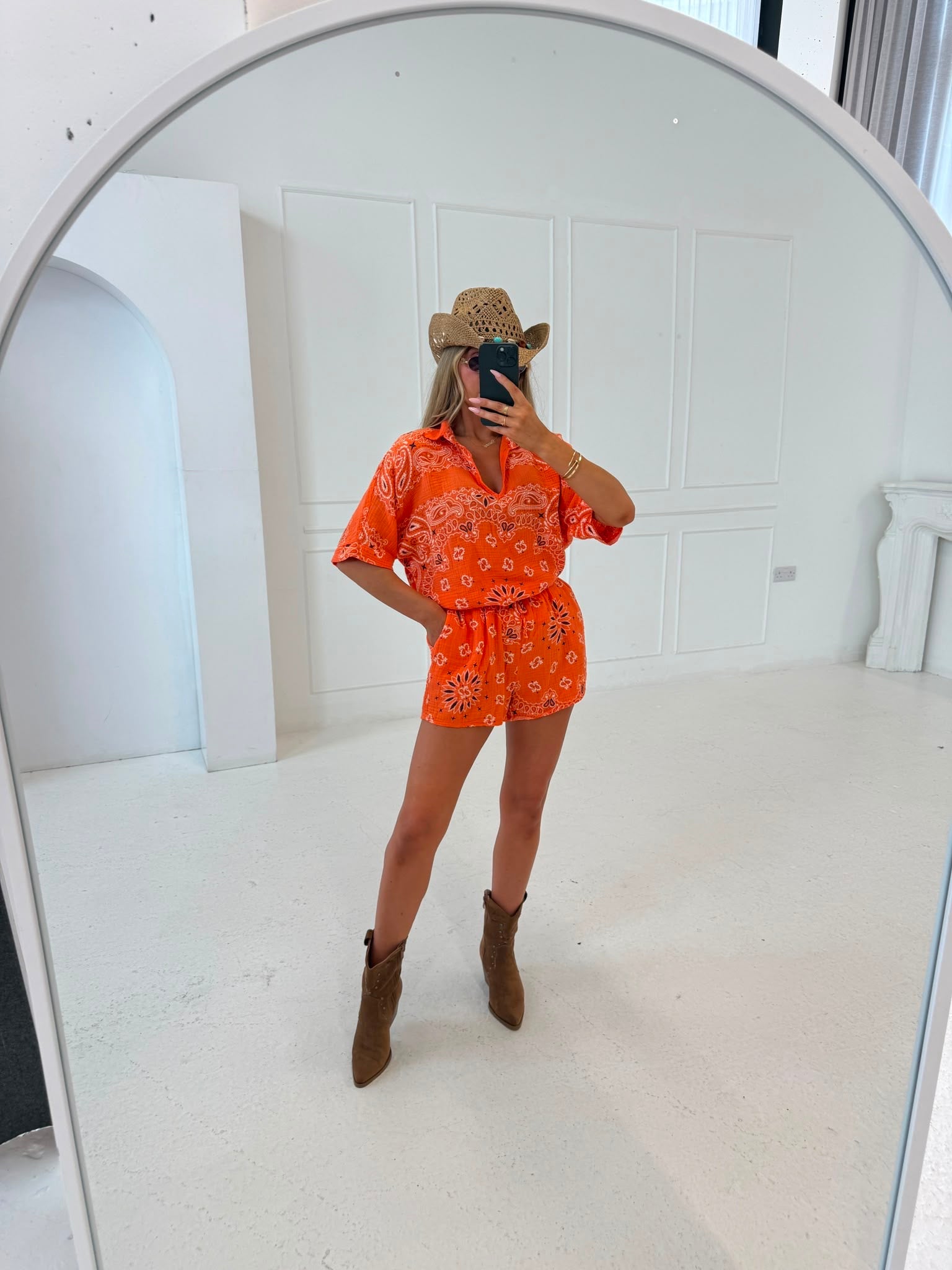 Bandana short sleeve set - orange