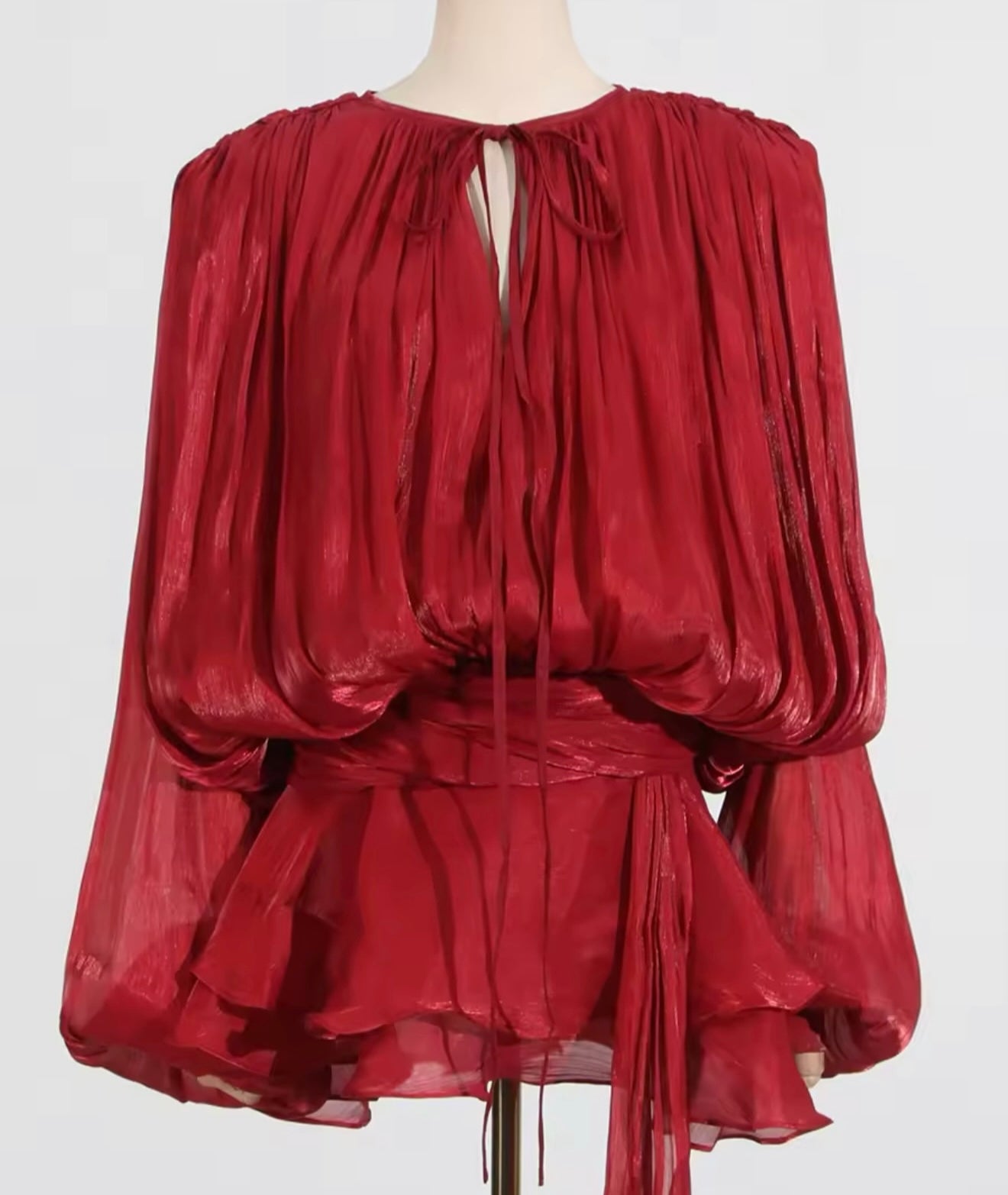 chiffon shirt dress - red