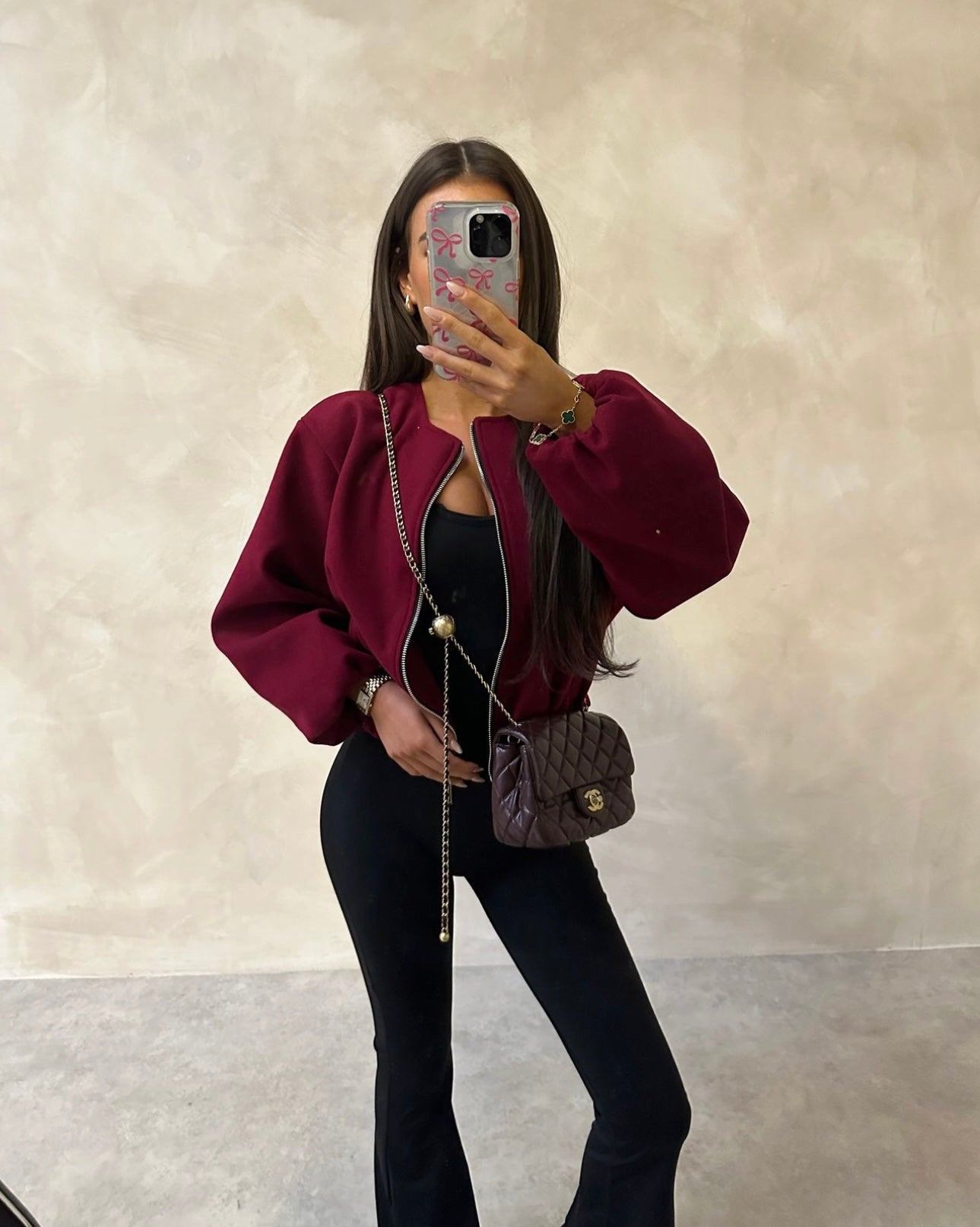 bomber jacket - burgundy