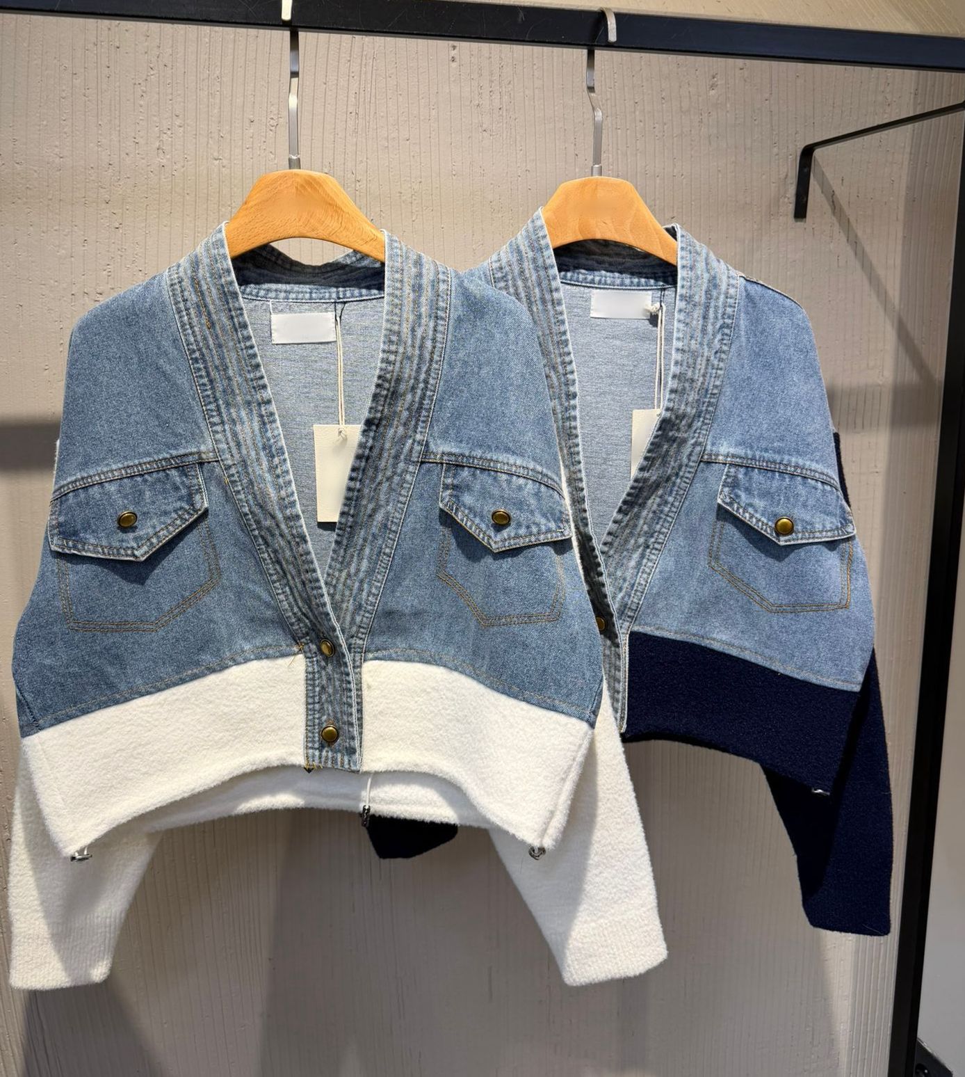 Denim contrast jacket with navy