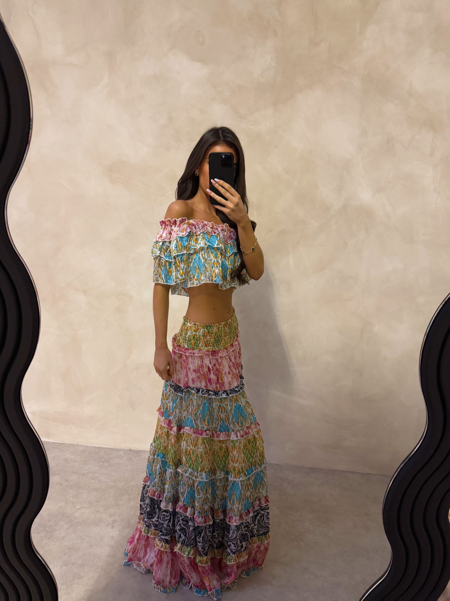 Sorrento Boho skirt with matching top - Multi colour
