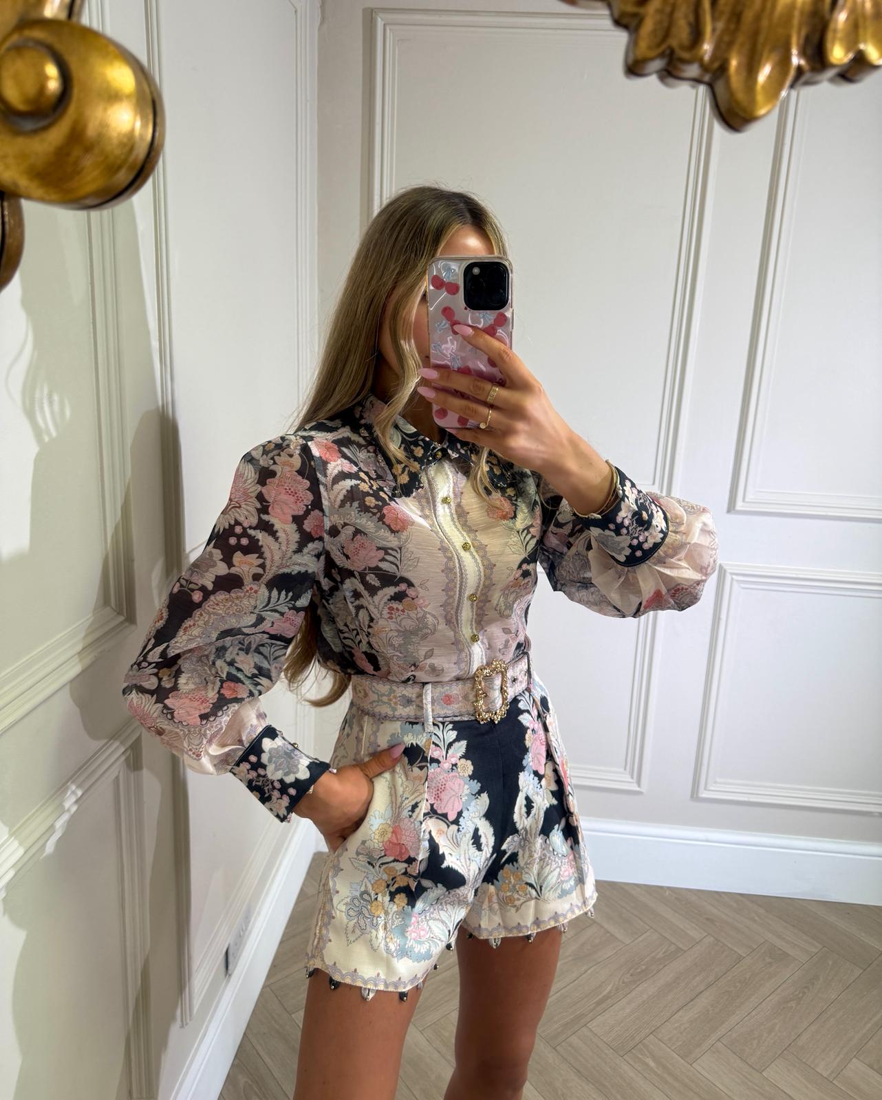 Floral collar co-ord - black