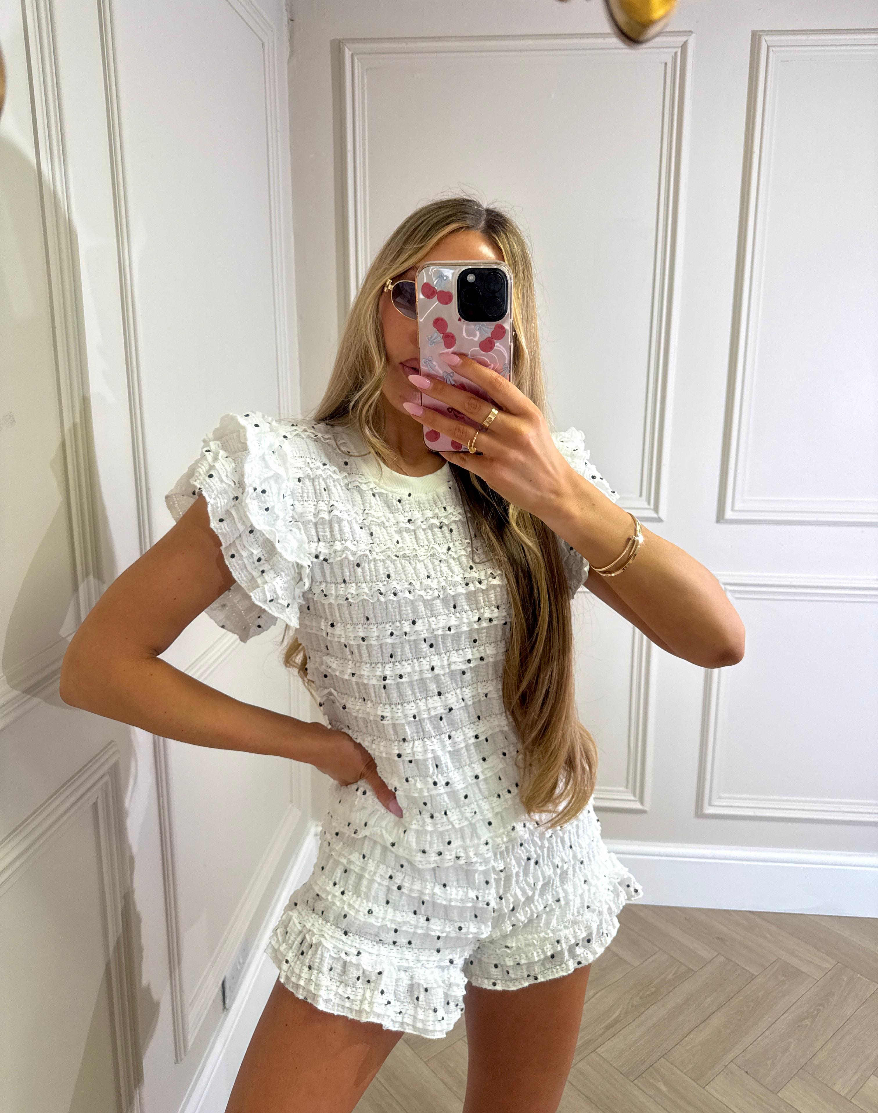 Polka dot co-ord - white