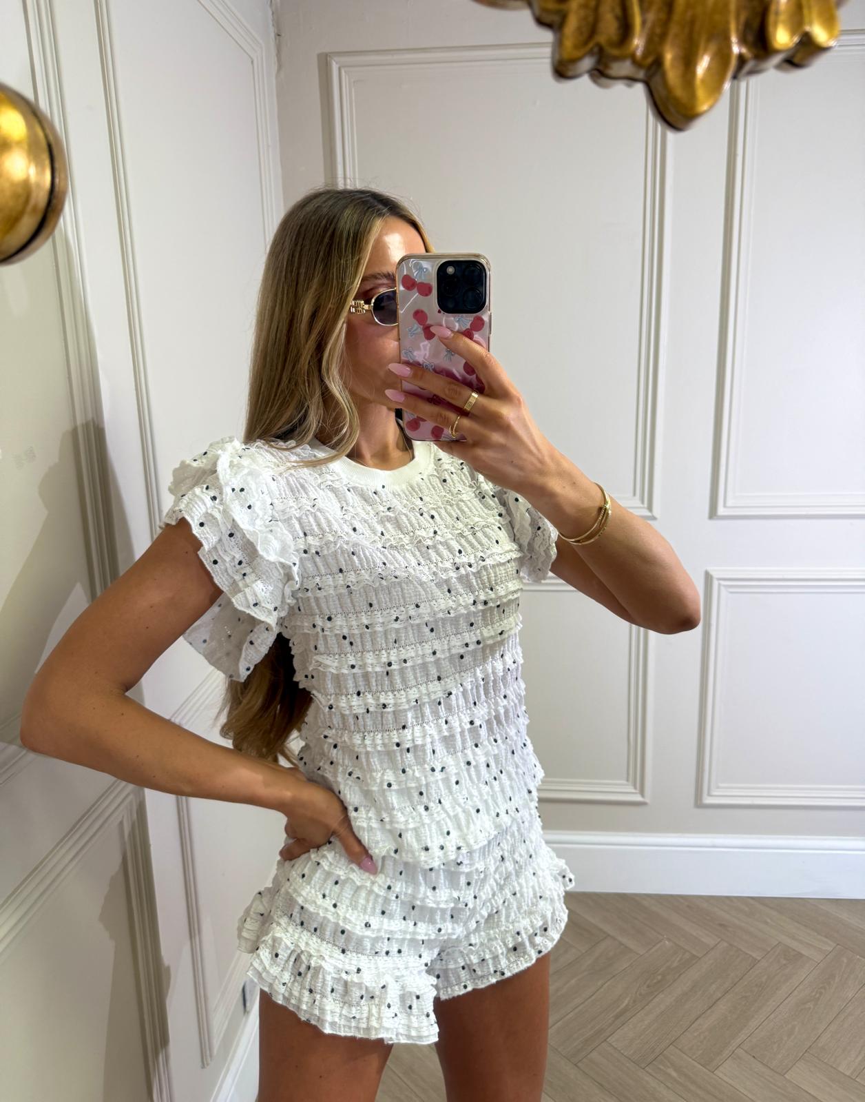 Polka dot co-ord - white