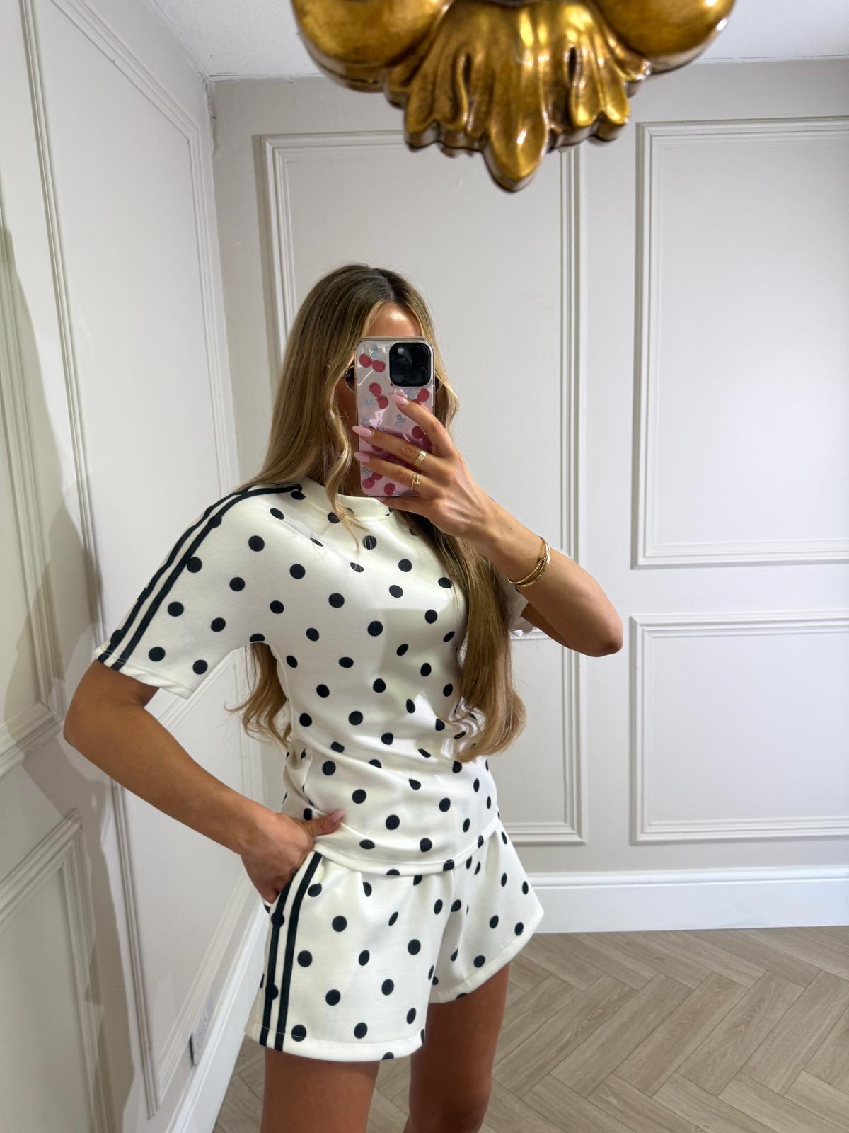 Spot tshirt short set - white