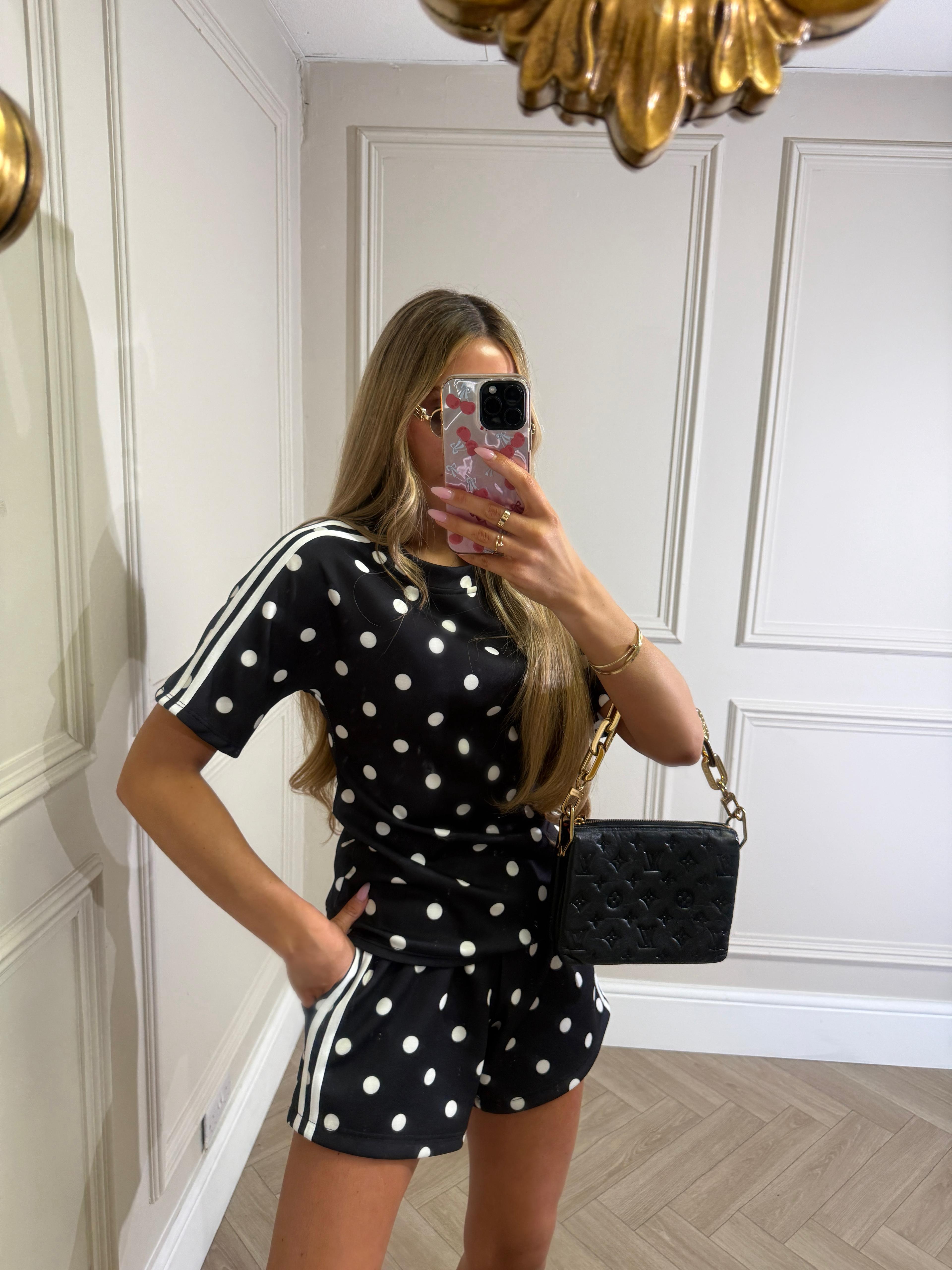 Spot tshirt short set - black